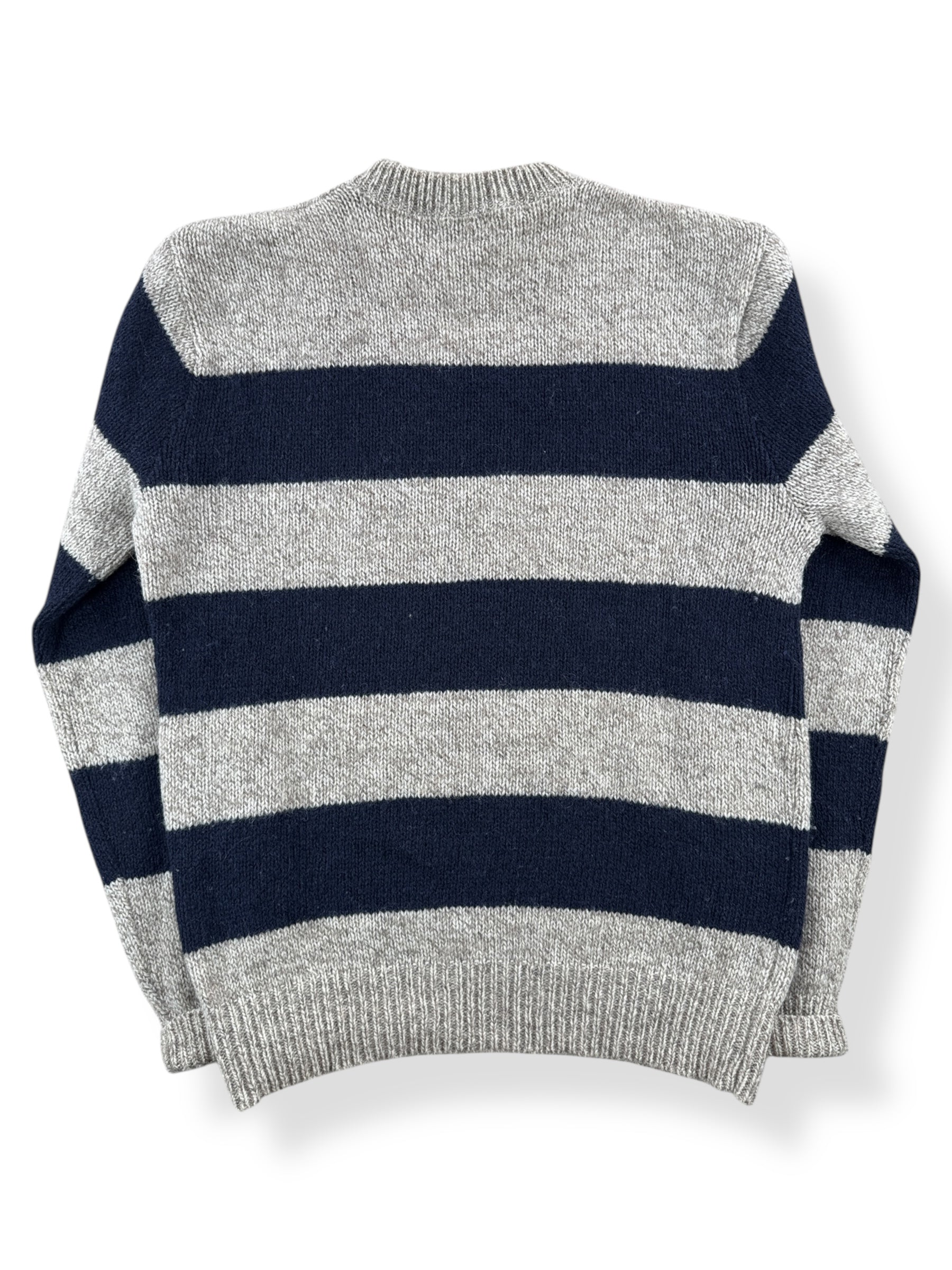 Back of Vintage L.L. Bean Blue Striped Ragg Wool Blend Sweater SZ M Long