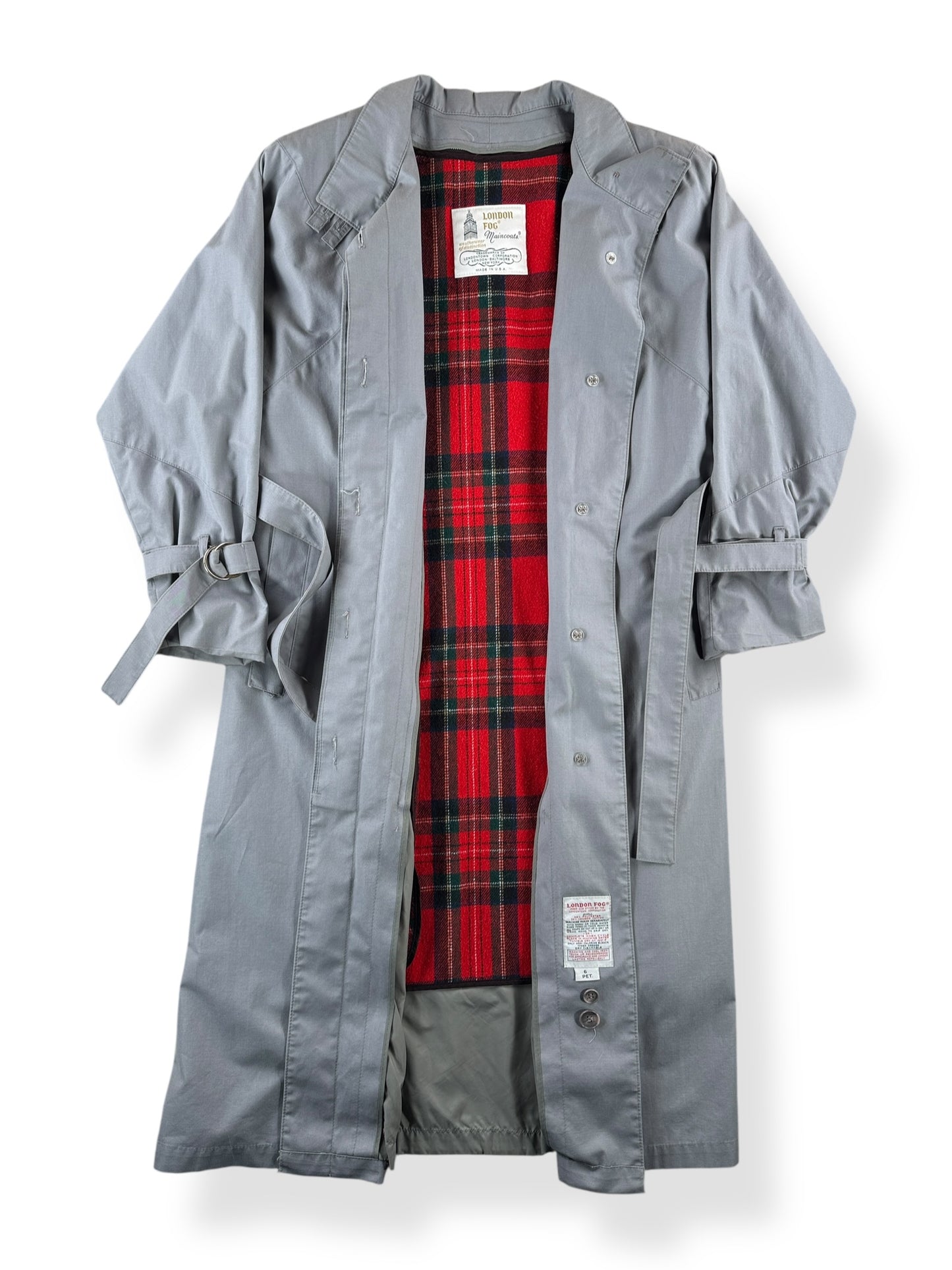 Inside of Vintage Grey London Fog Lined Trench Coat SZ M