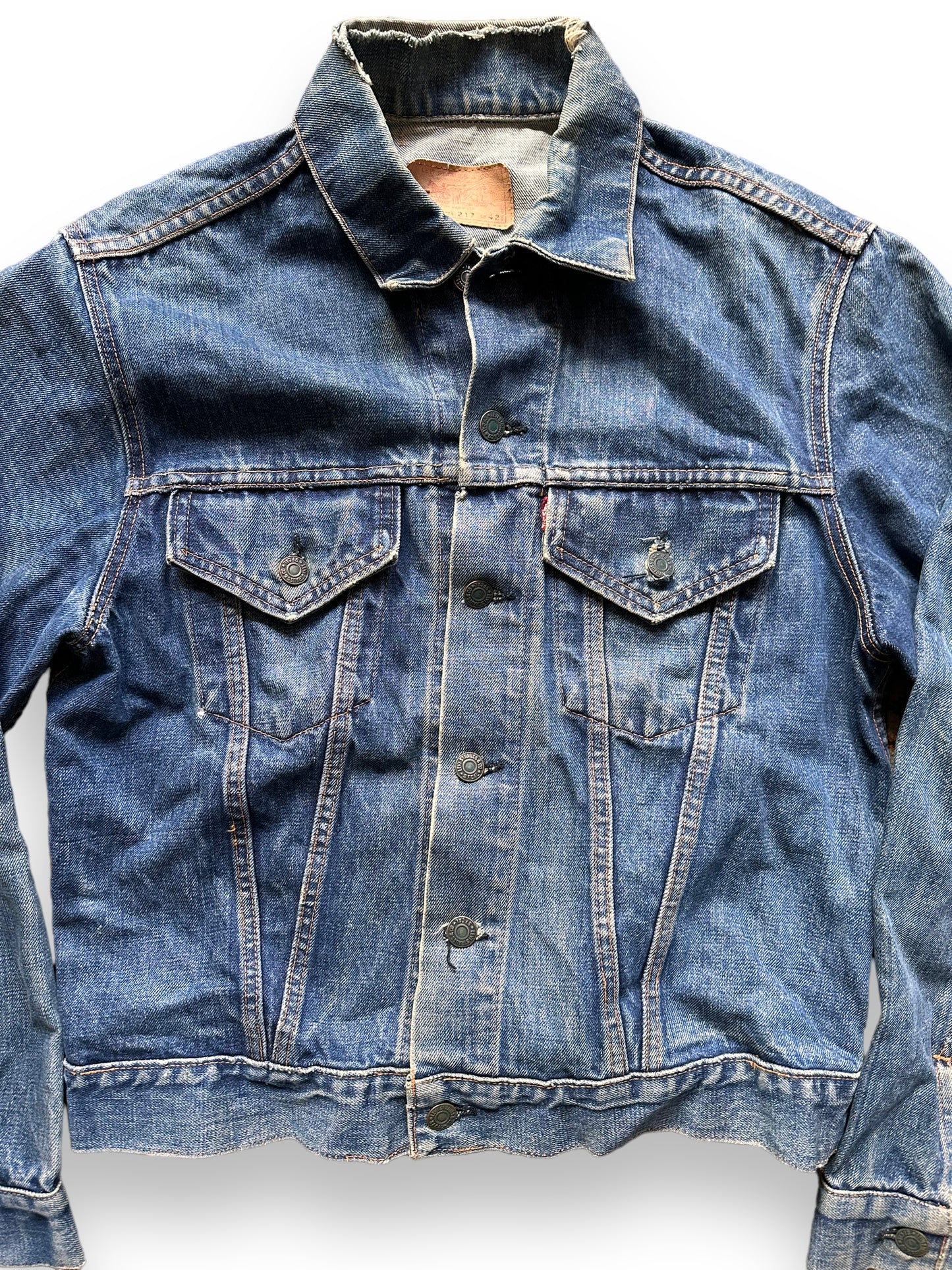 Front Detail on Levi's Big E Type III Trucker 70505-0217 SZ 42 | Vintage Denim Workwear Seattle | Seattle Vintage Denim