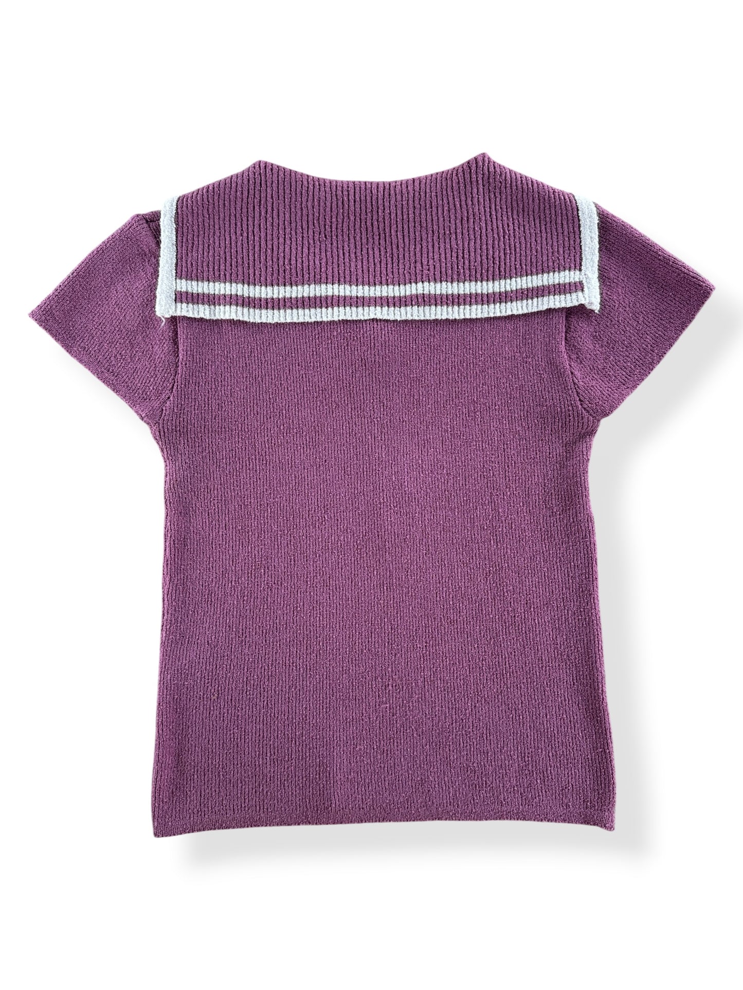 Back of Vintage Purple Collared Knit Top SZ XS