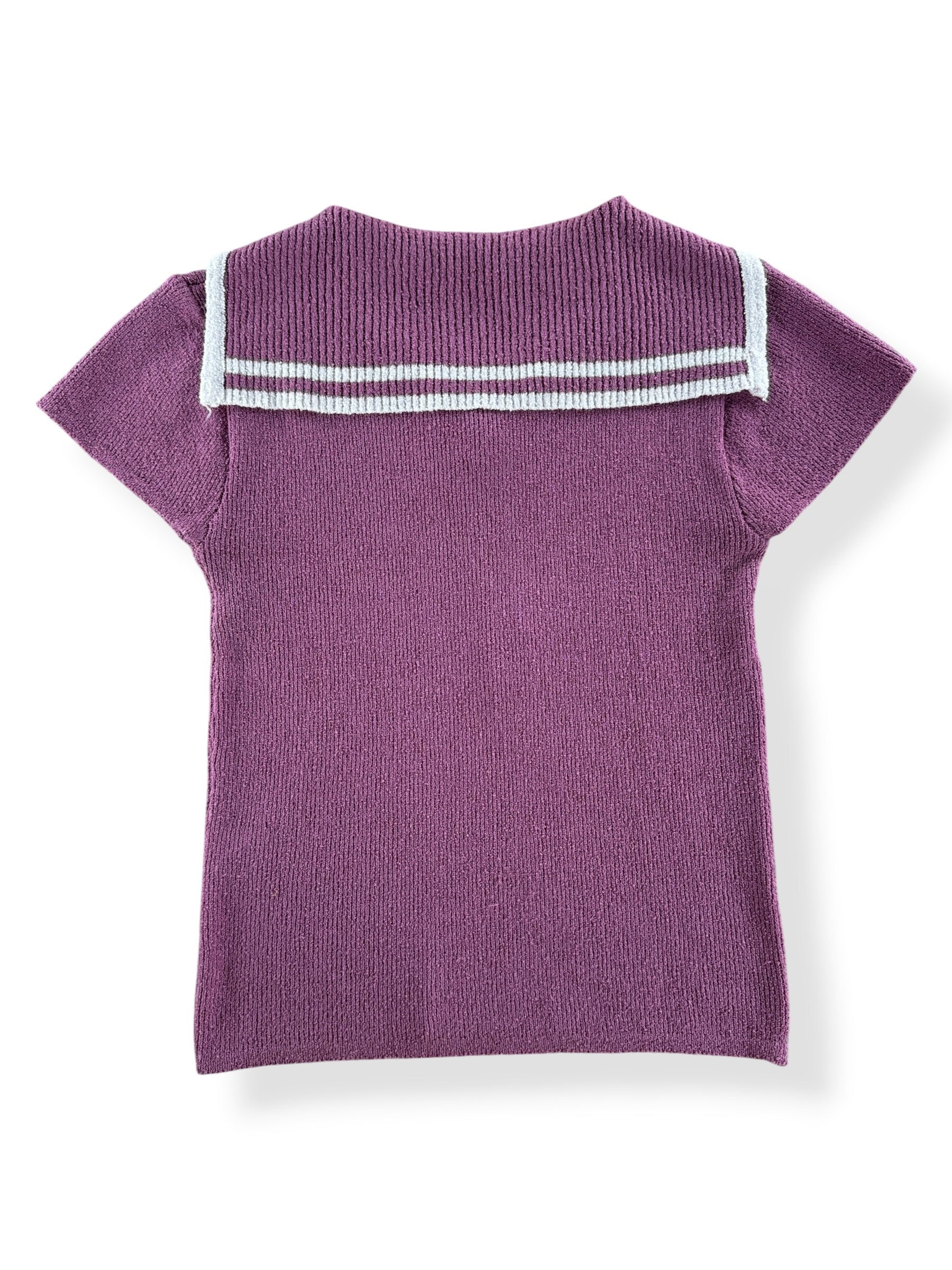 Back of Vintage Purple Collared Knit Top SZ XS