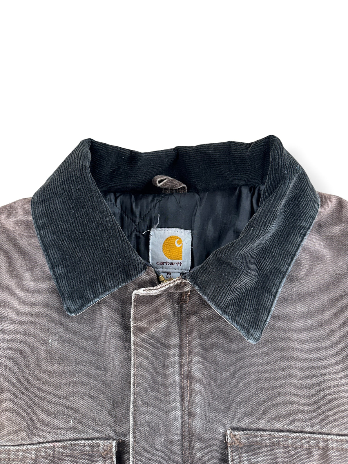 Collar on Vintage Carhartt Arctic Jacket Faded Brown SZ M-T