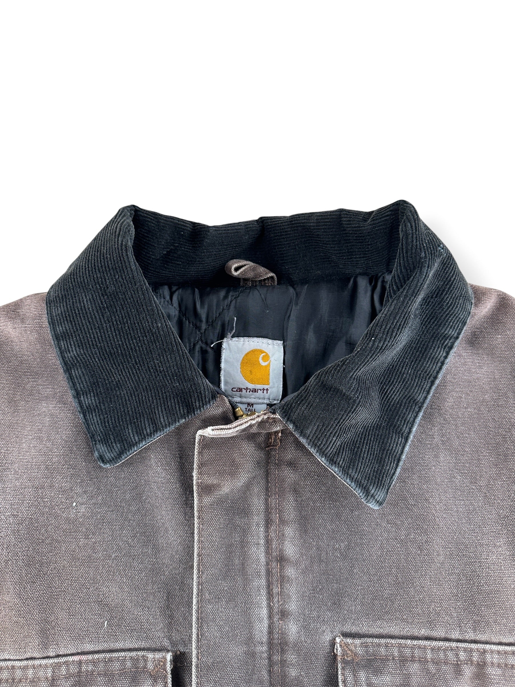 Collar on Vintage Carhartt Arctic Jacket Faded Brown SZ M-T