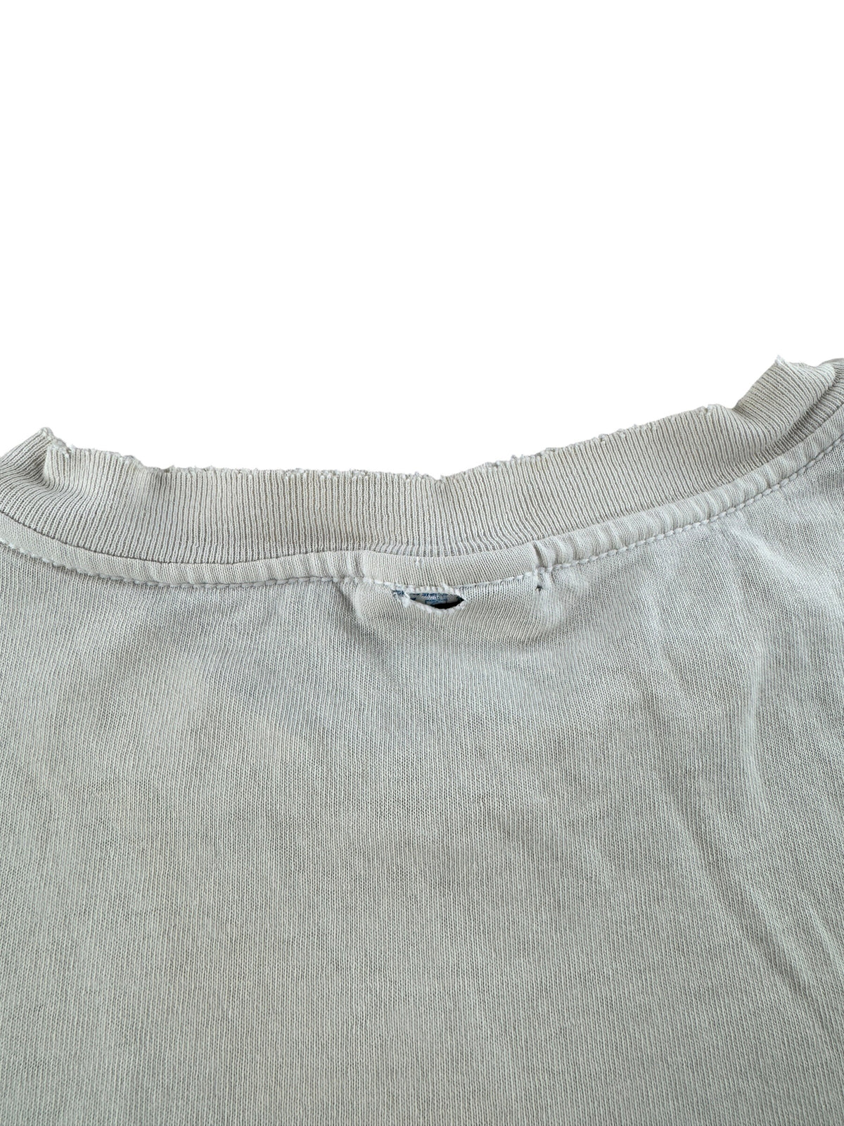 Hole on back collar of Vintage Distressed Myer's Rum Tee SZ L