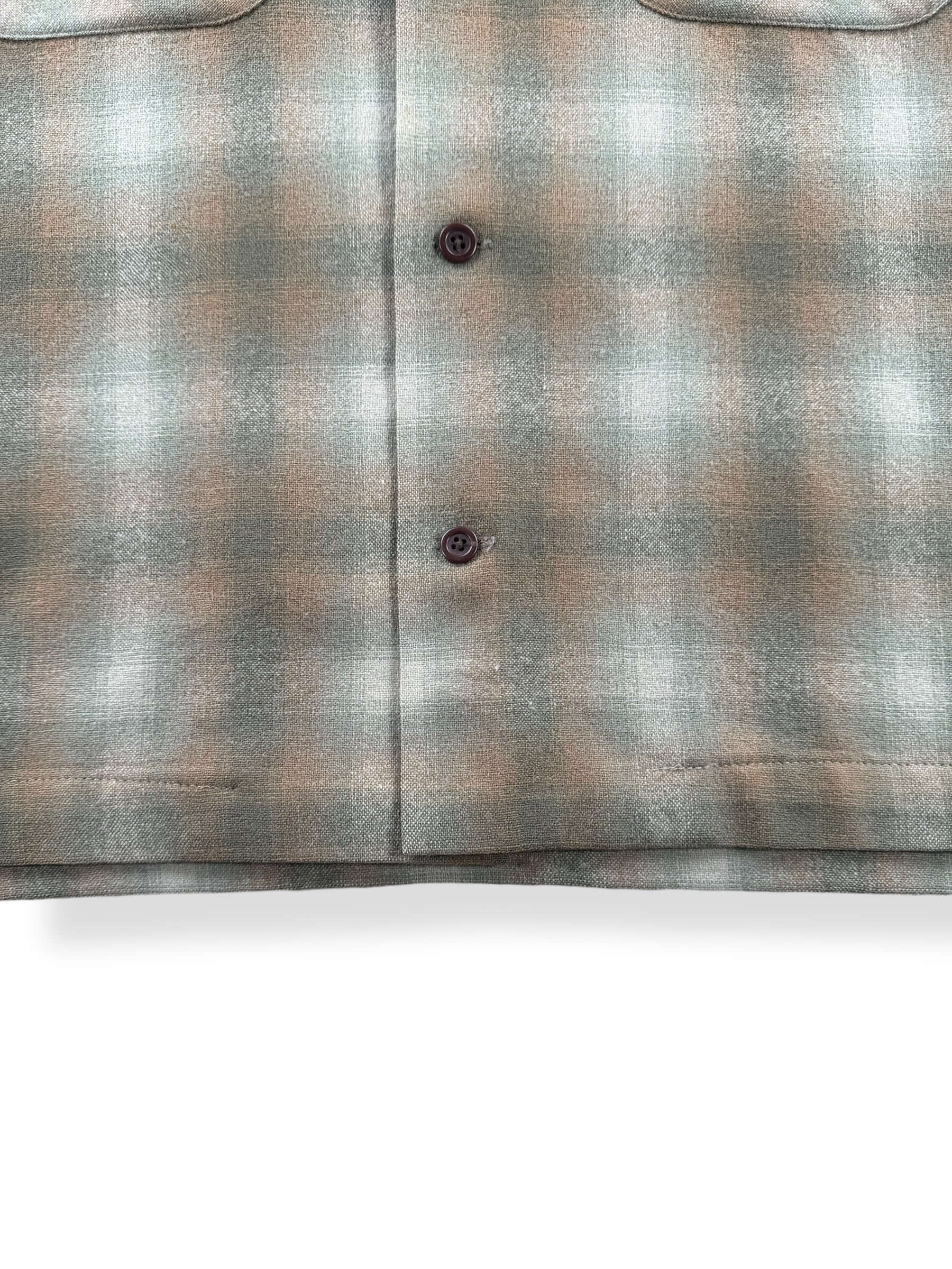 Altered Hem on Vintage Made in Mexico Pendleton Beige & Green Plaid Board Shirt SZ L