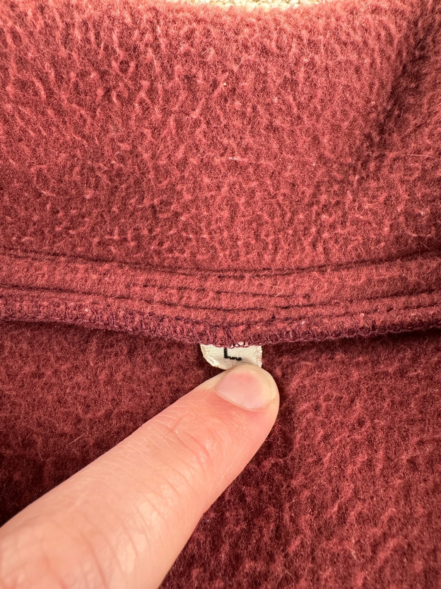 Size on Vintage Patagonia Light Red Synchilla Zip Up Jacket SZ L