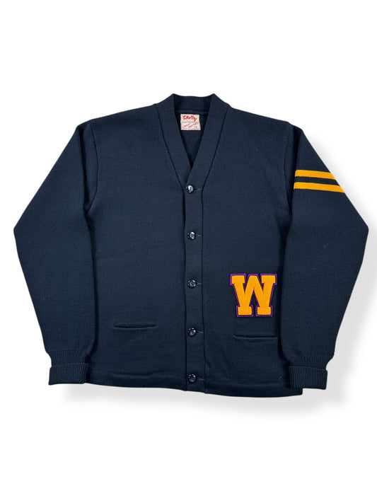 Front of Vintage UW Lasley Woolen Mills Chuck Holtz Cardigan SZ L