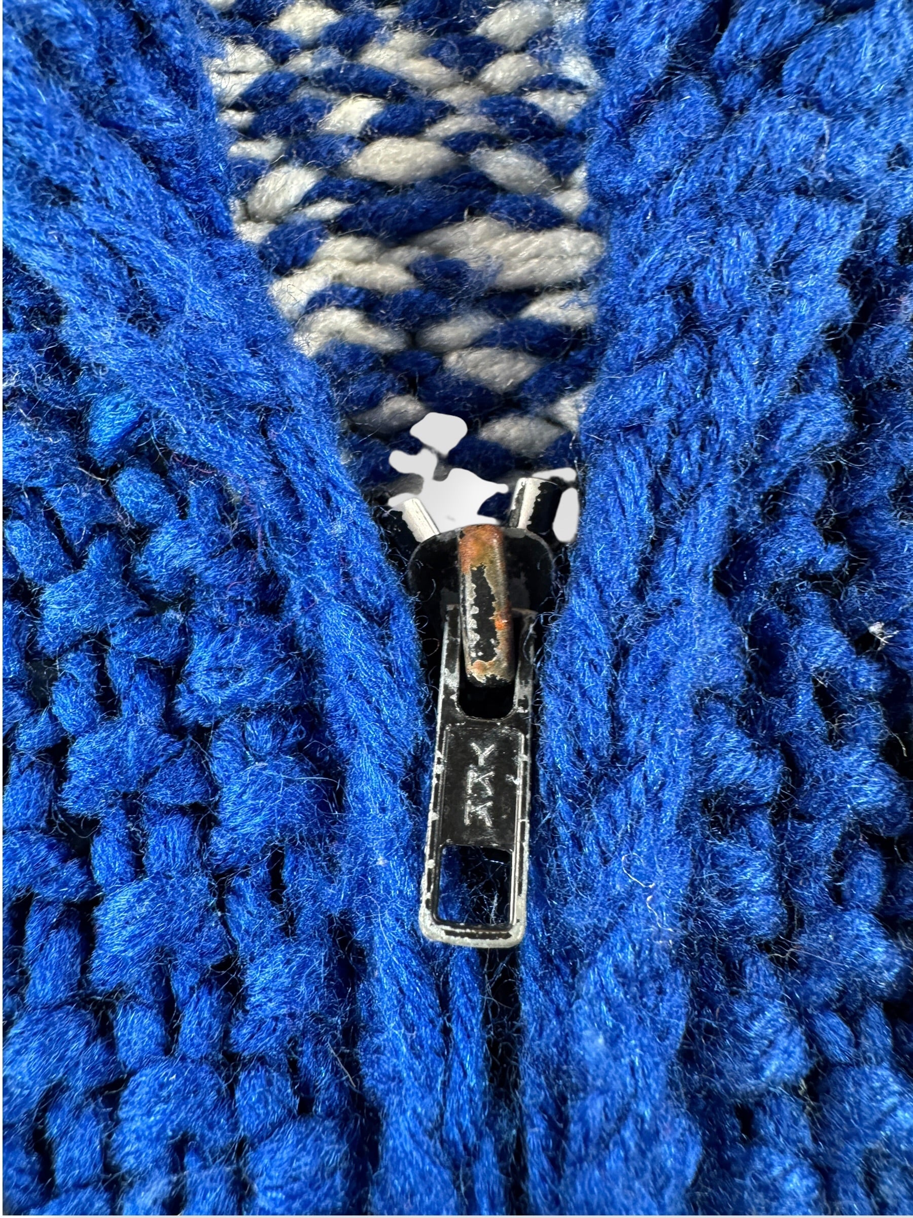 Zipper on Vintage Thunderbird Cowichan Style Sweater SZ L