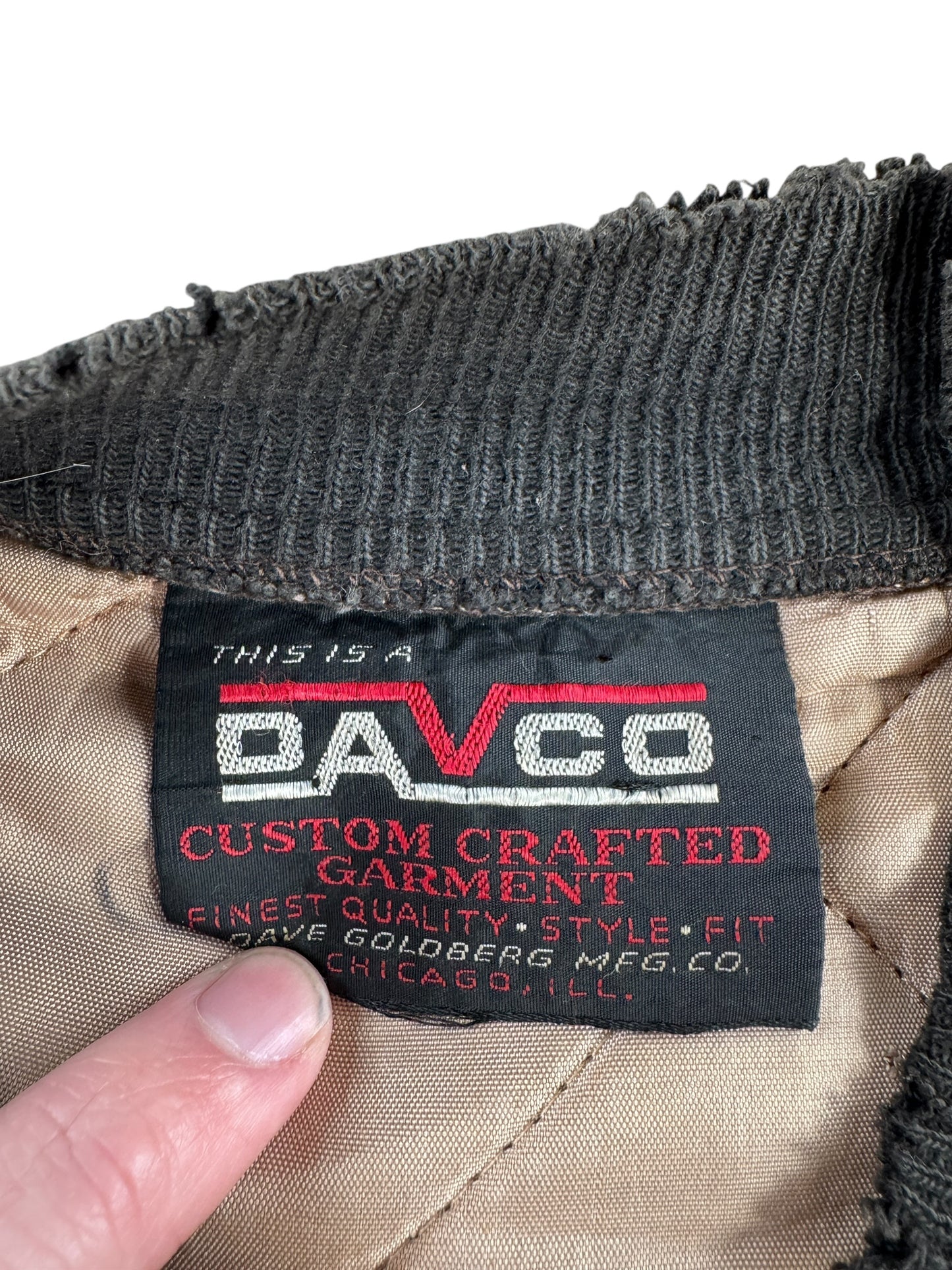 Label on Vintage Davco Quilted Liner Jacket SZ L AS IS