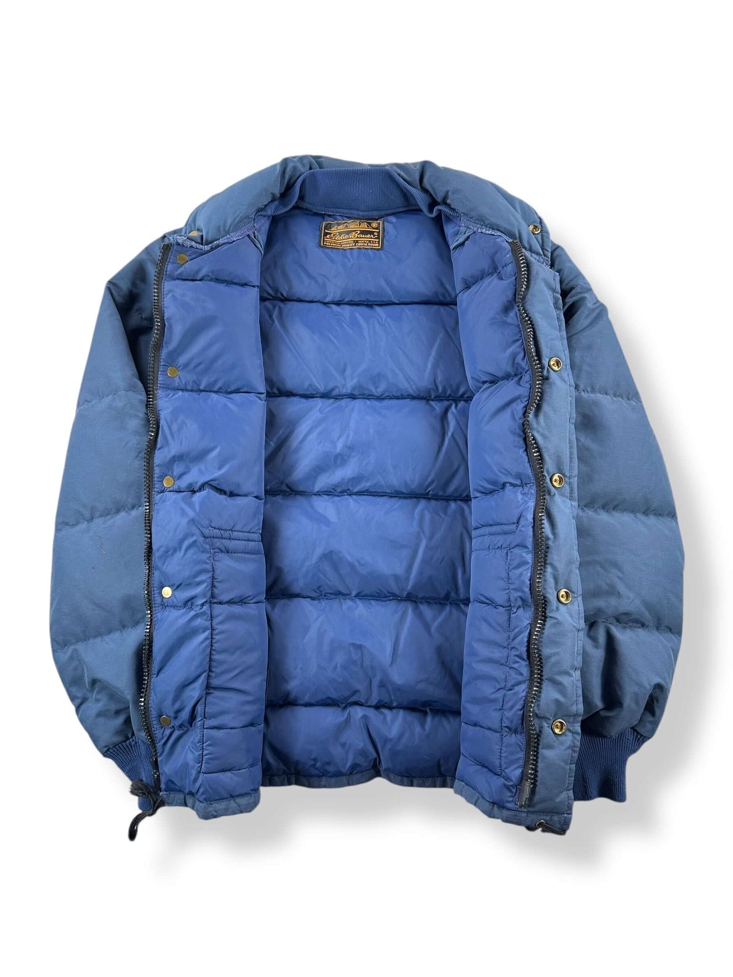 Inside of Vintage Navy Blue Eddie Bauer Down Jacket SZ S