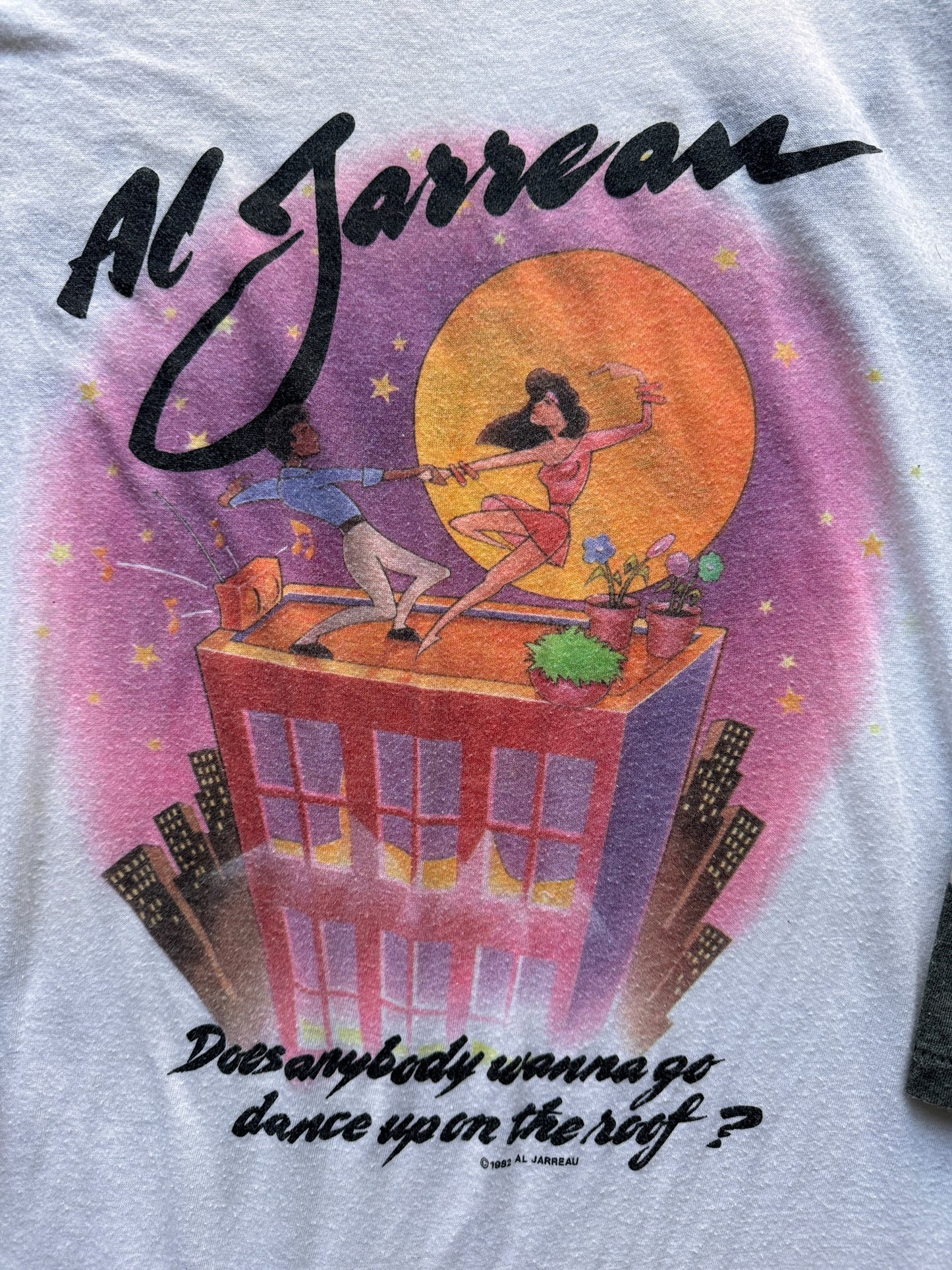 Front Graphic of Vintage Al Jarreau Breakin Away Raglan Band Tee SZ L