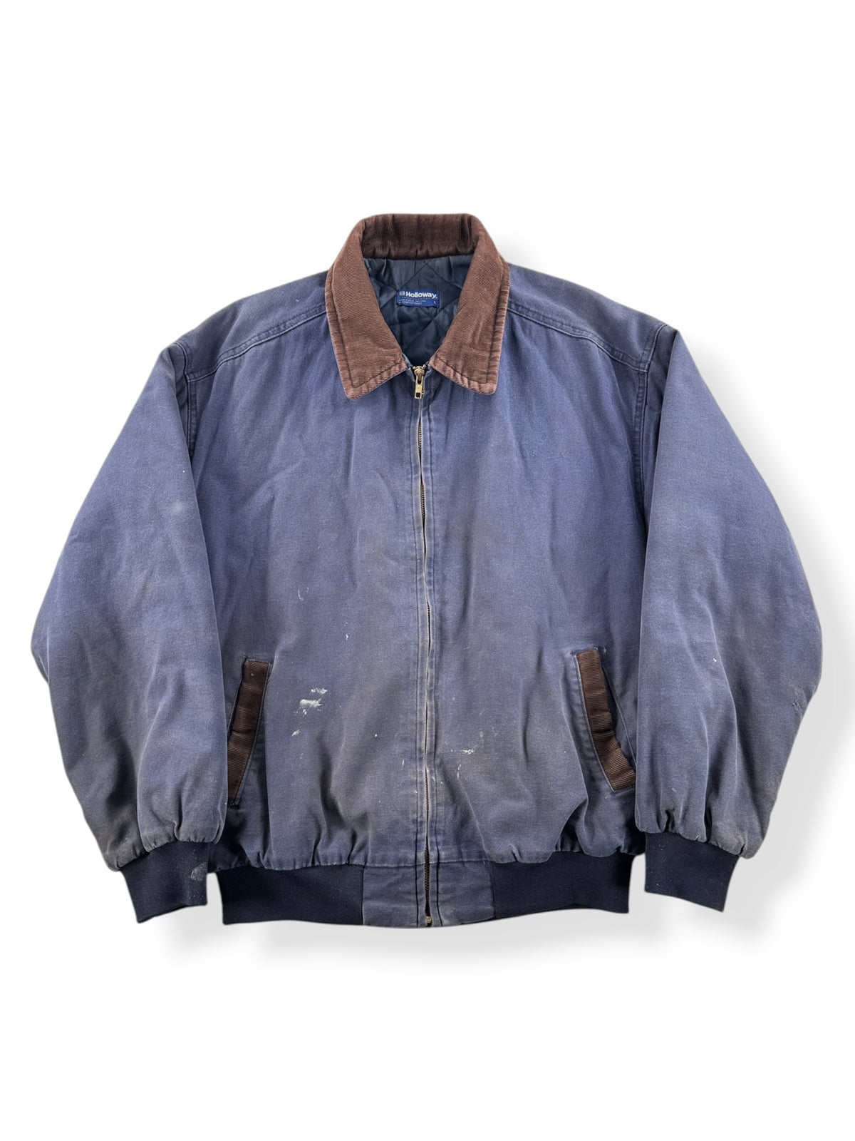 Front of Vintage Holloway Navy Work Jacket SZ L