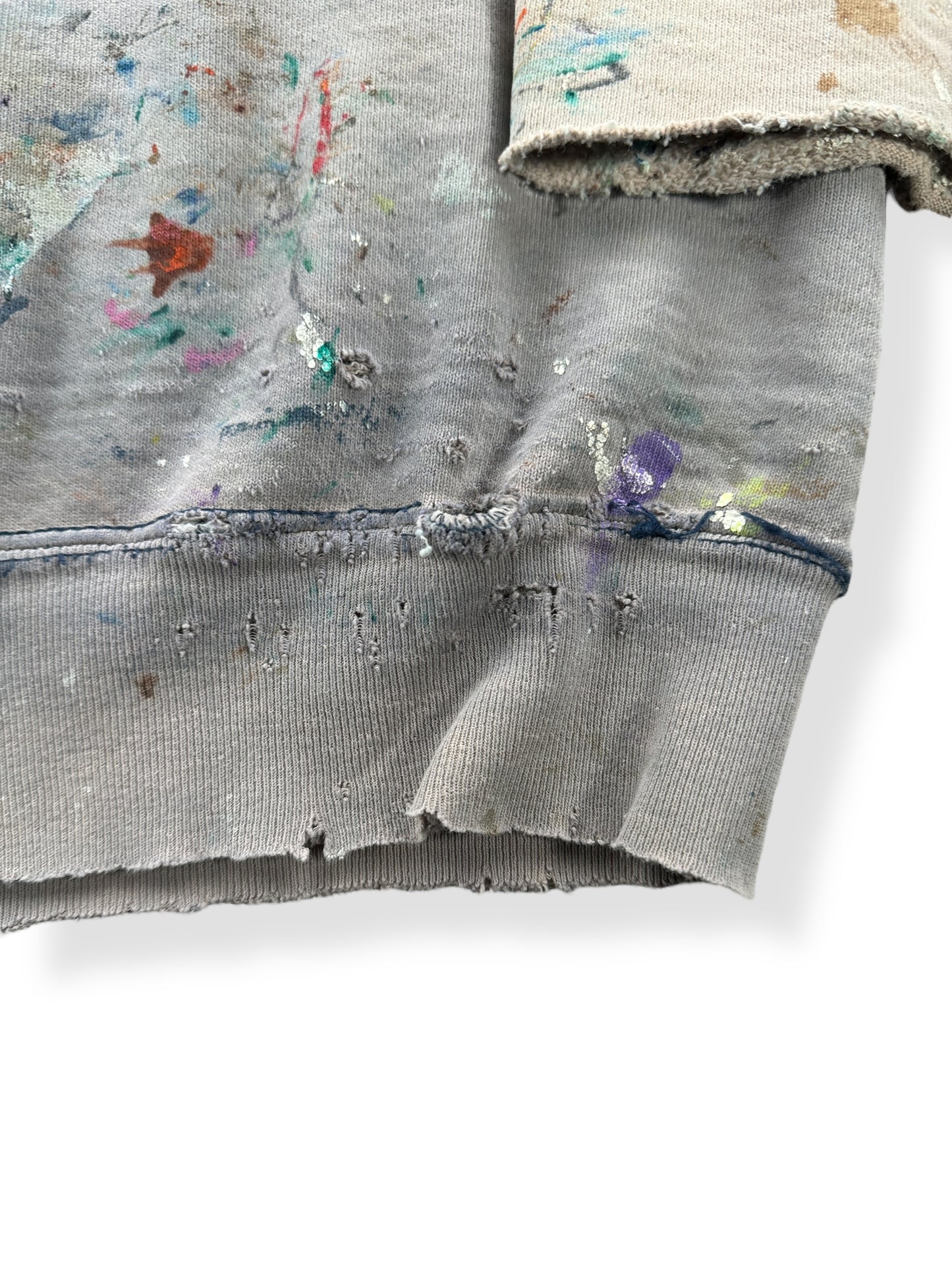 Wear on Vintage Thrashed, Faded, and Splattered Crewneck SZ L