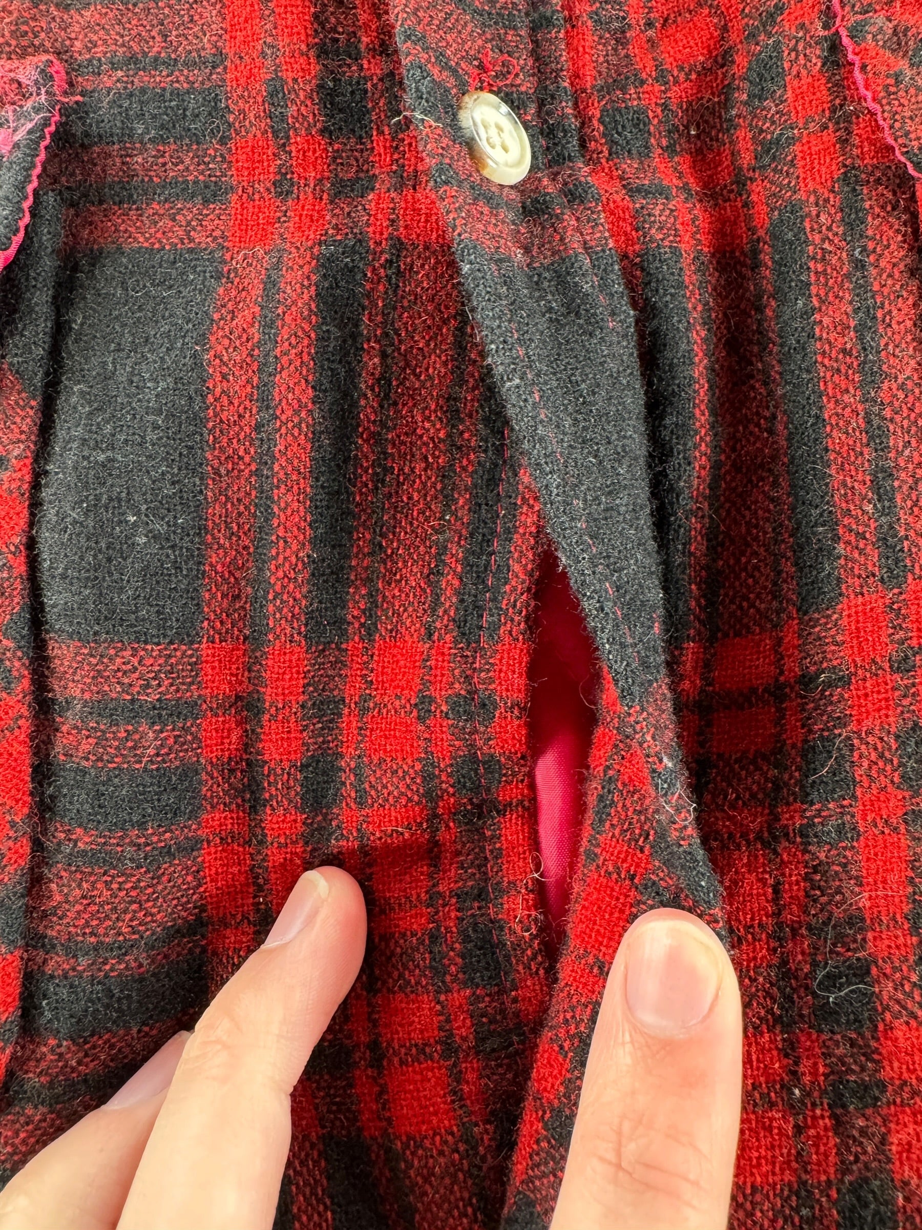 Missing Button on Vintage Quilted Lined Wool Flannel SZ M