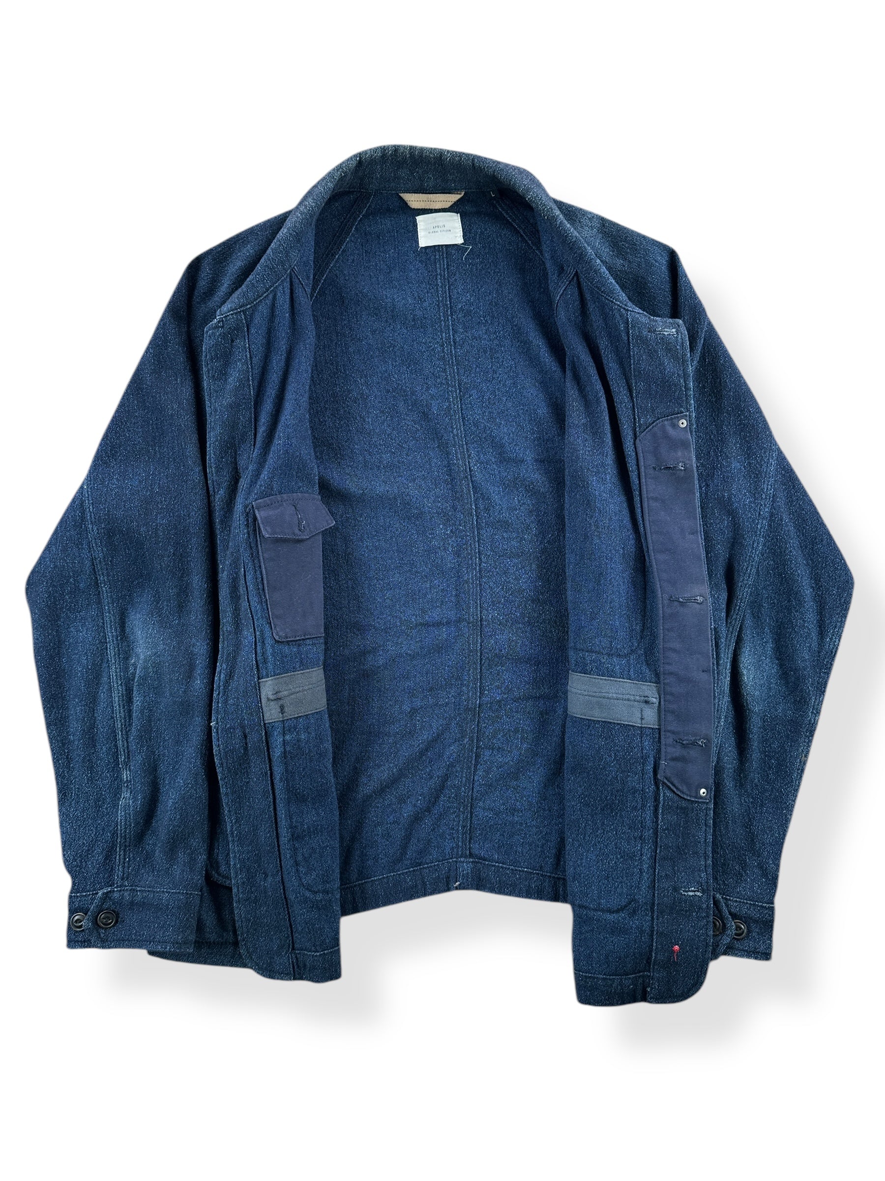 Inside of Modern Apolis Indigo Chore Coat SZ L
