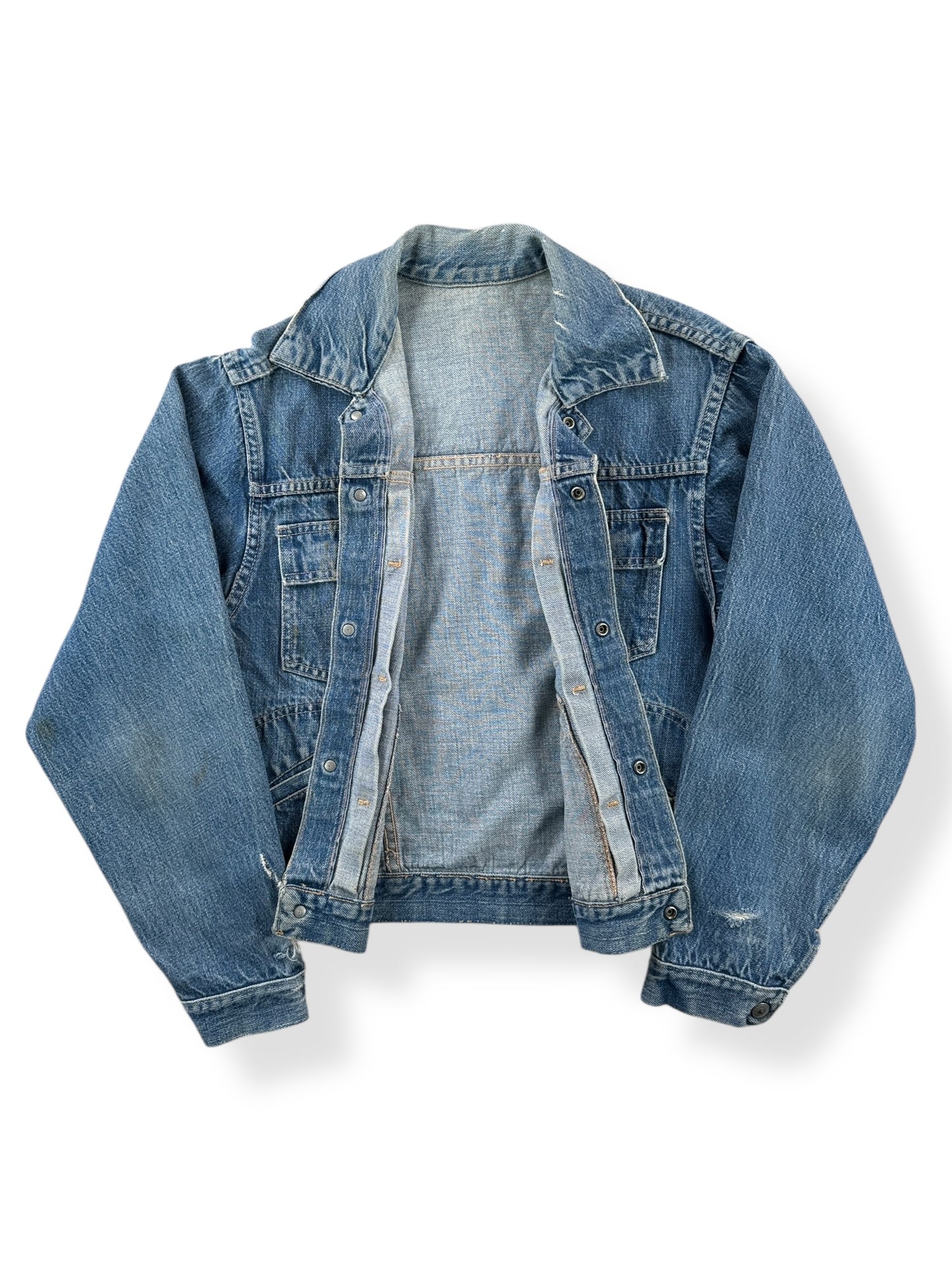 Inside of Vintage Ranchcraft Pleated Denim Jacket SZ S AS IS