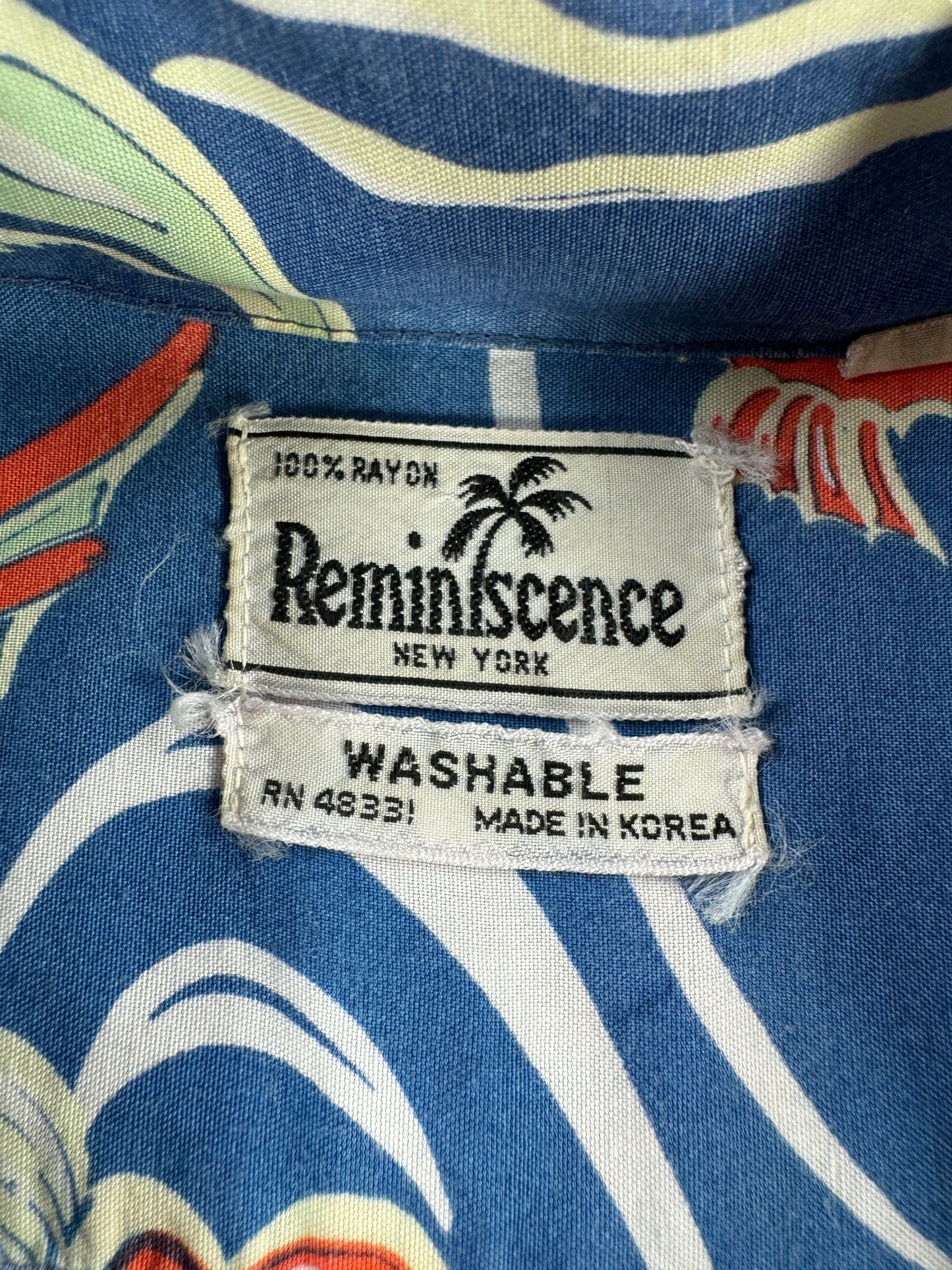 Tag on Vintage 60s Era Reminiscence Aloha Shirt SZ M