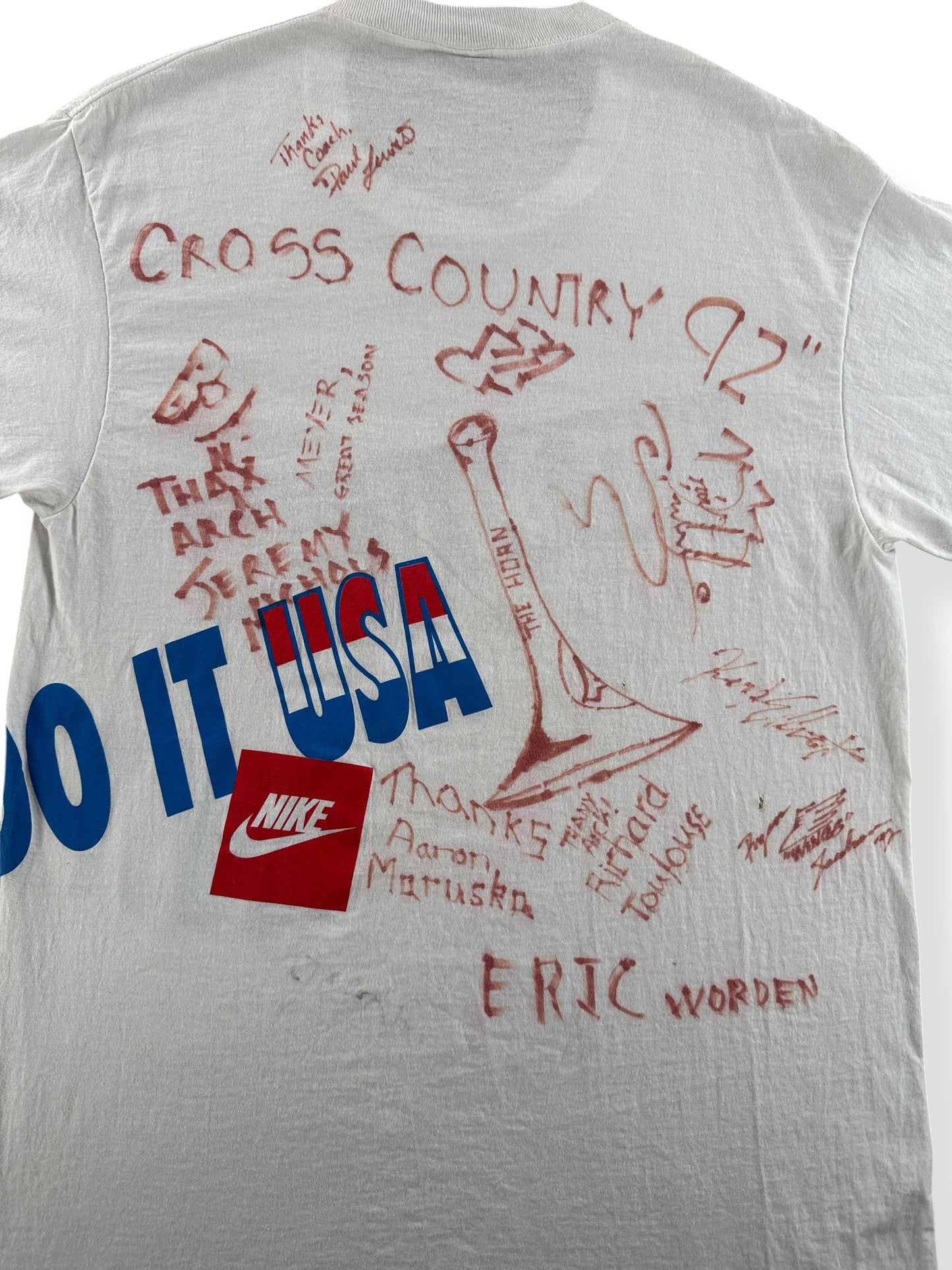 Back Graphic of Vintage Nike Grey Tag Signature Tee SZ L (Fits M)