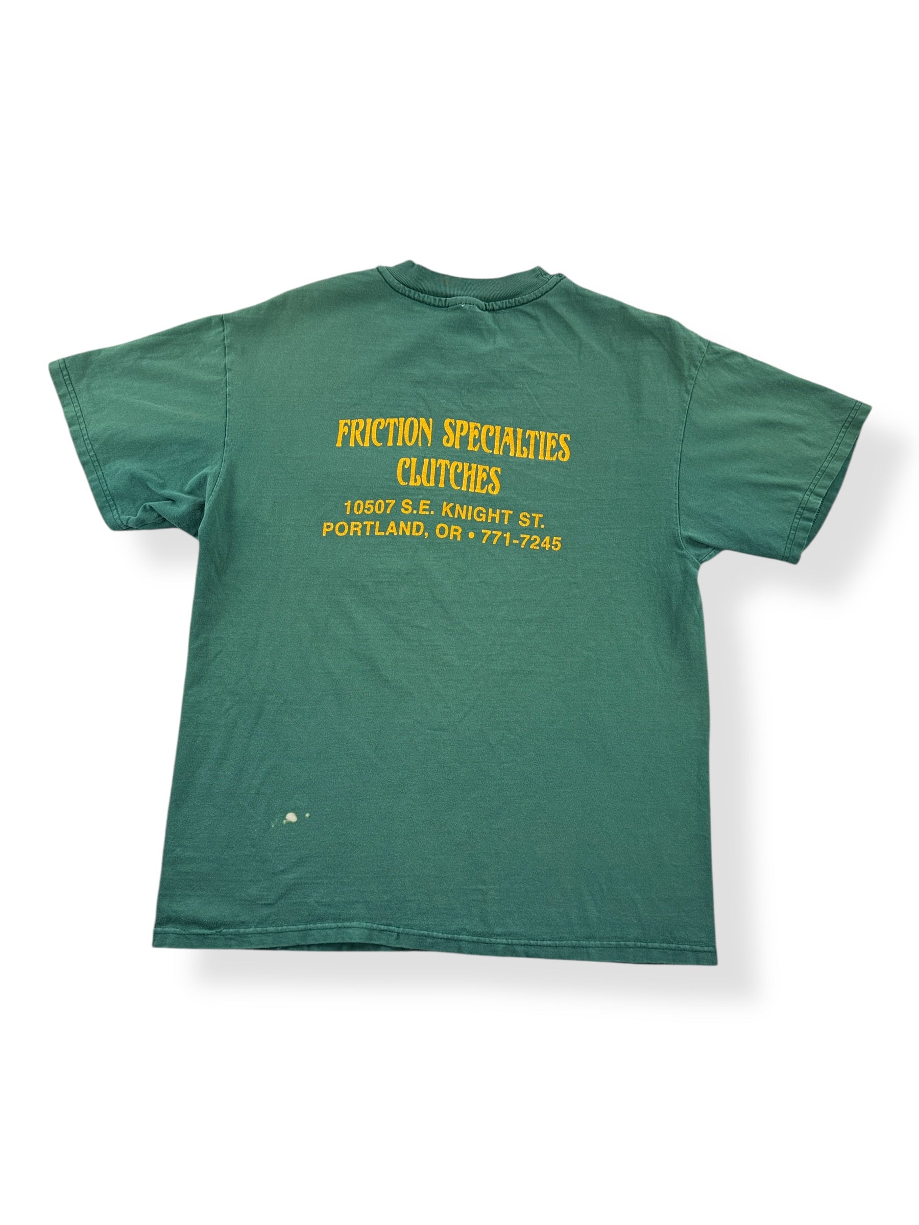 Back of Vintage Friction Specialties Portland OR Pocket Tee SZ L