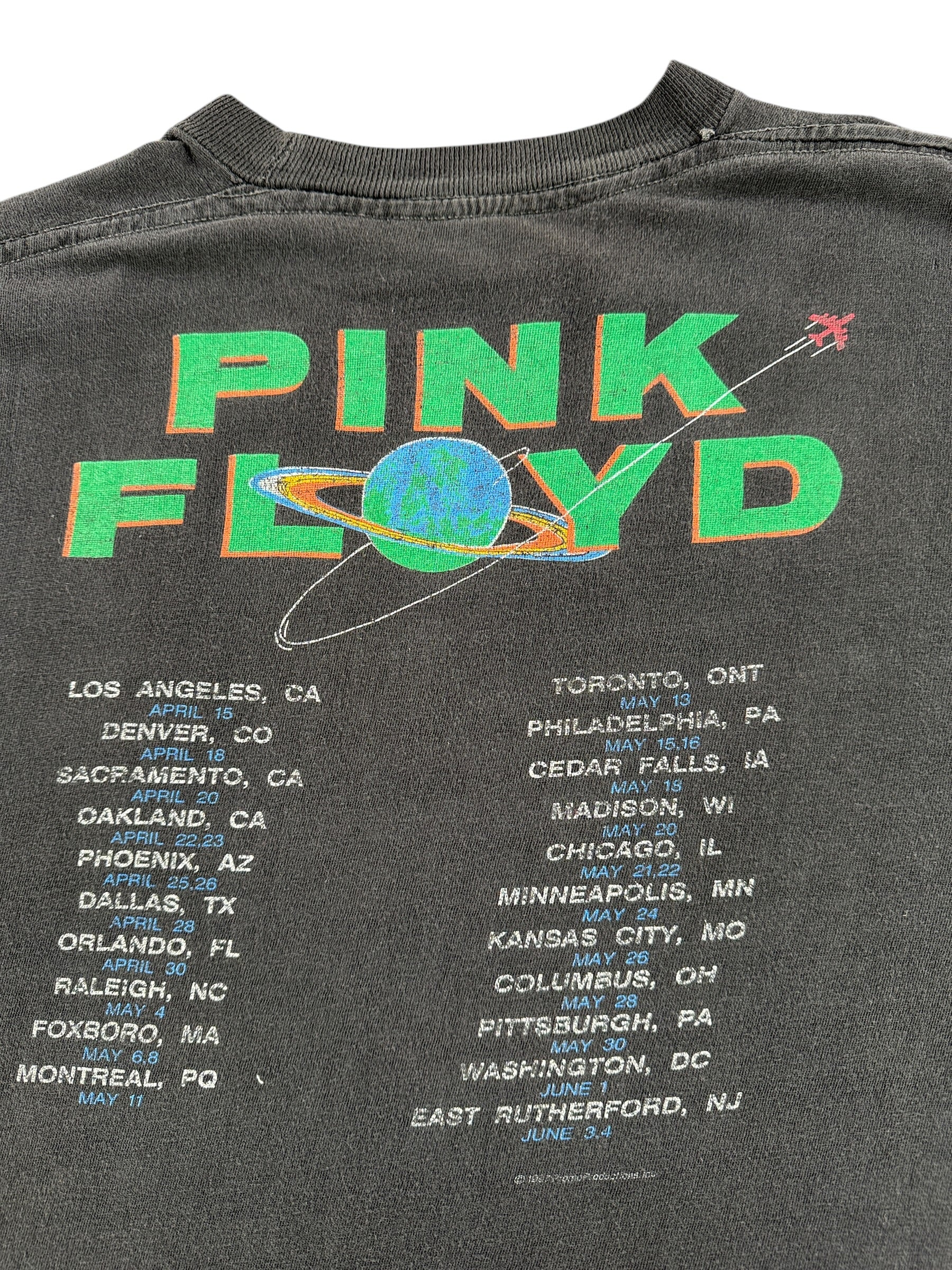 Back Graphic of Vintage 1987 Pink Floyd Prism Tour Tee SZ XL