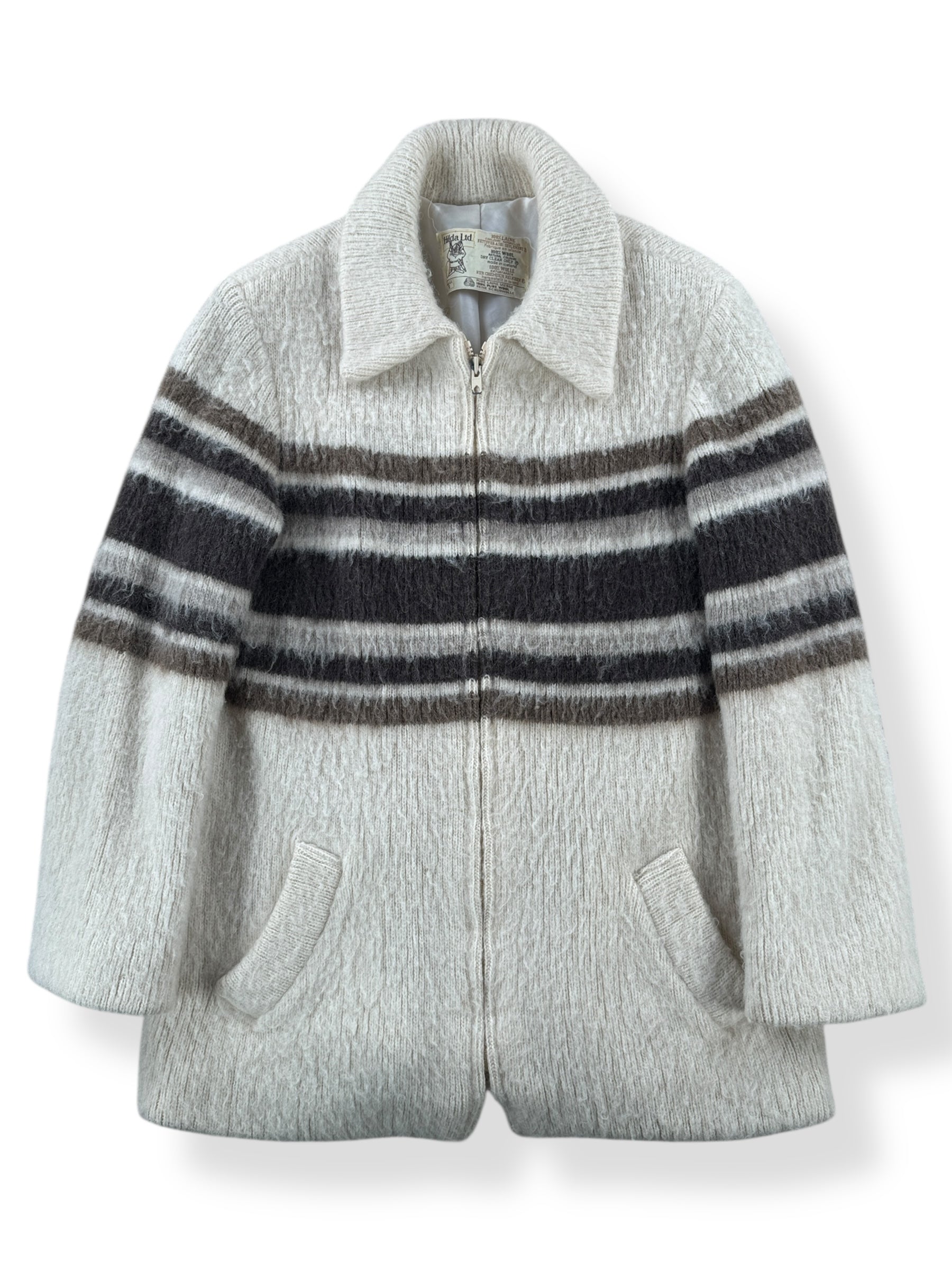 Front of Vintage Lined Icelandic Wool Zip Up Sweater SZ S