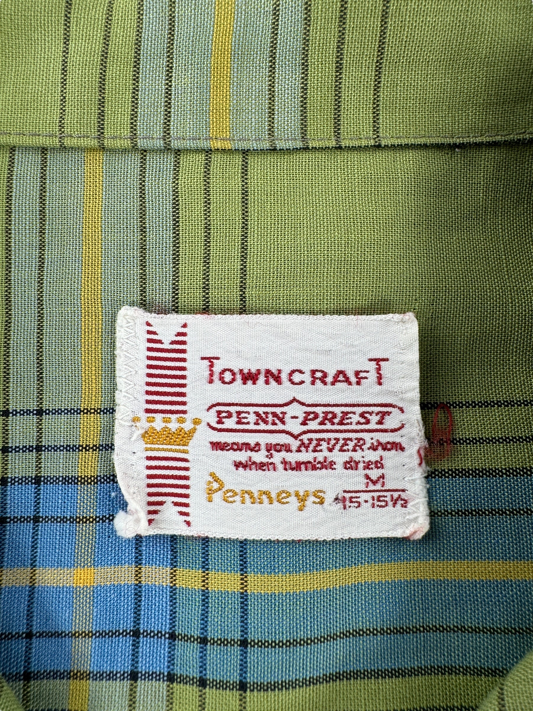Tag on Vintage Towncraft Penn Prest Short Sleeve Loop Collar Shirt SZ M