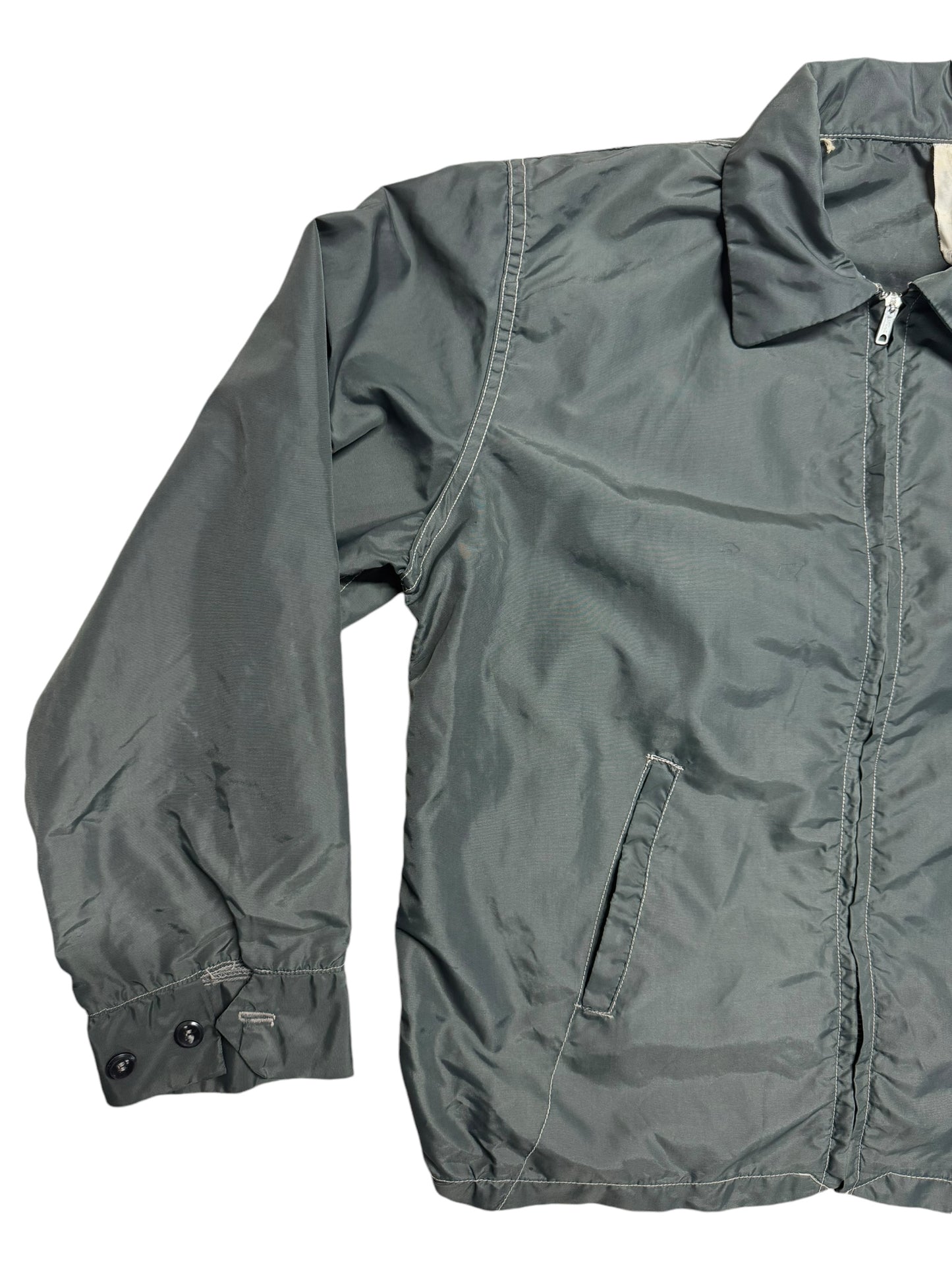 Front right side of 1960s Grey Nylon Sportswear Jacket M