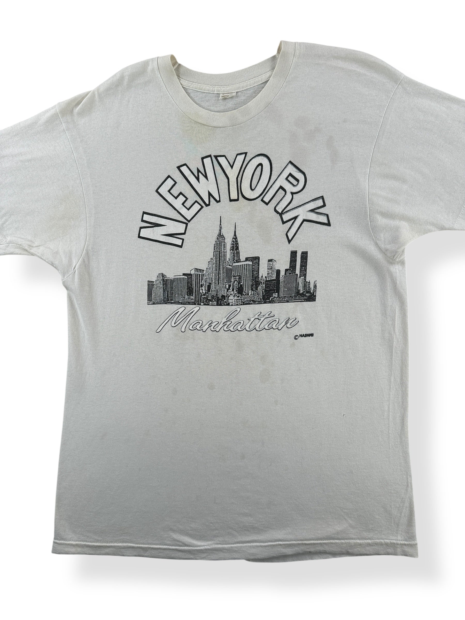 Front Close Up of Vintage Manhattan Tee SZ M