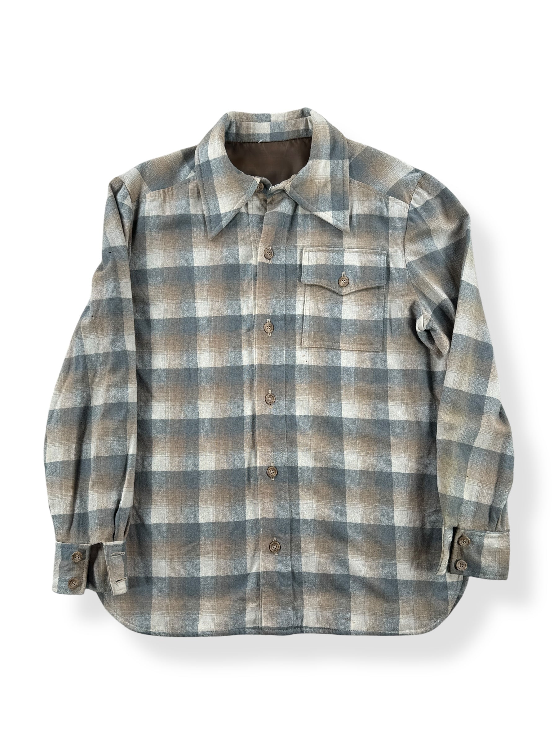 Front of Vintage Handmade Shadow Plaid Flannel SZ L