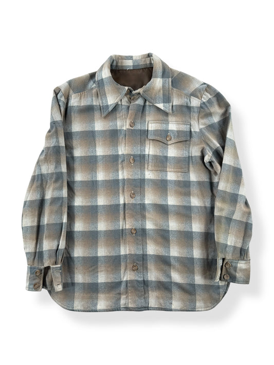 Front of Vintage Handmade Shadow Plaid Flannel SZ L