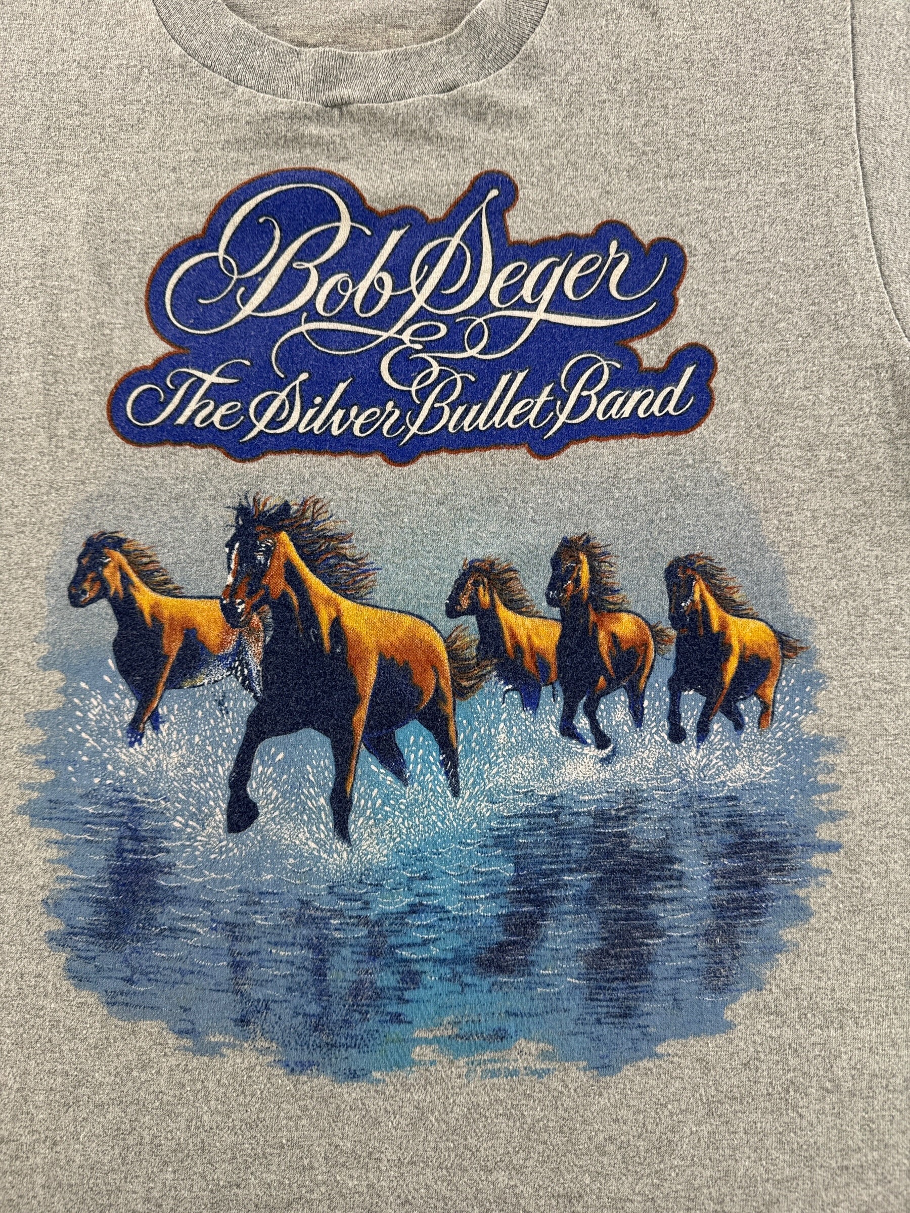 Graphic of Vintage 1983 Bob Seger Silver Bullet Band Tee SZ L (Fits M)