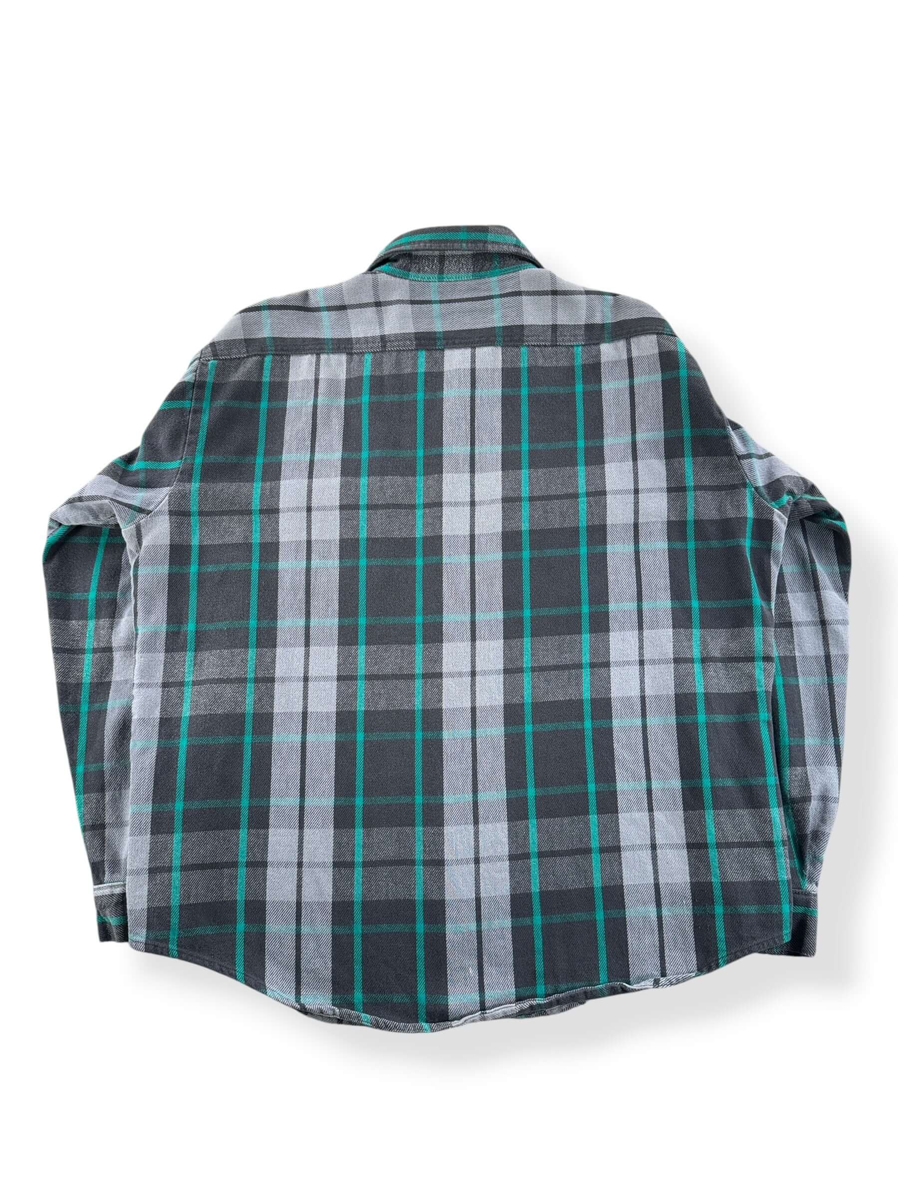 Back of Vintage Five Brothers Grey and Green Cotton Flannel SZ XXL Tall