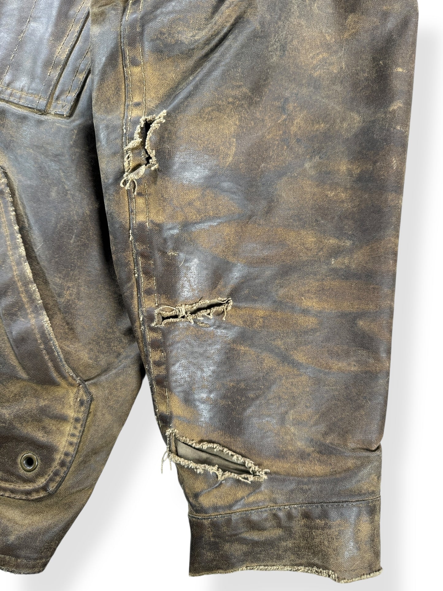 Ripped Sleeves on Modern Filson Tin Cloth Field Jacket With Patina AS IS SZ M