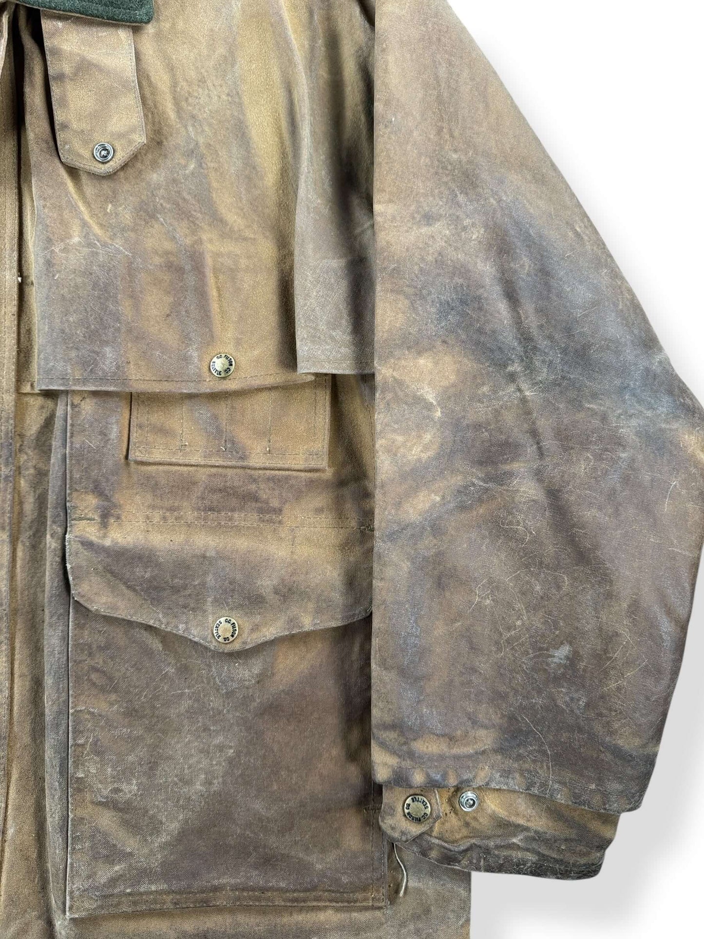 Sleeve of Vintage Filson Tin Cloth Packer Coat SZ 40 AS IS