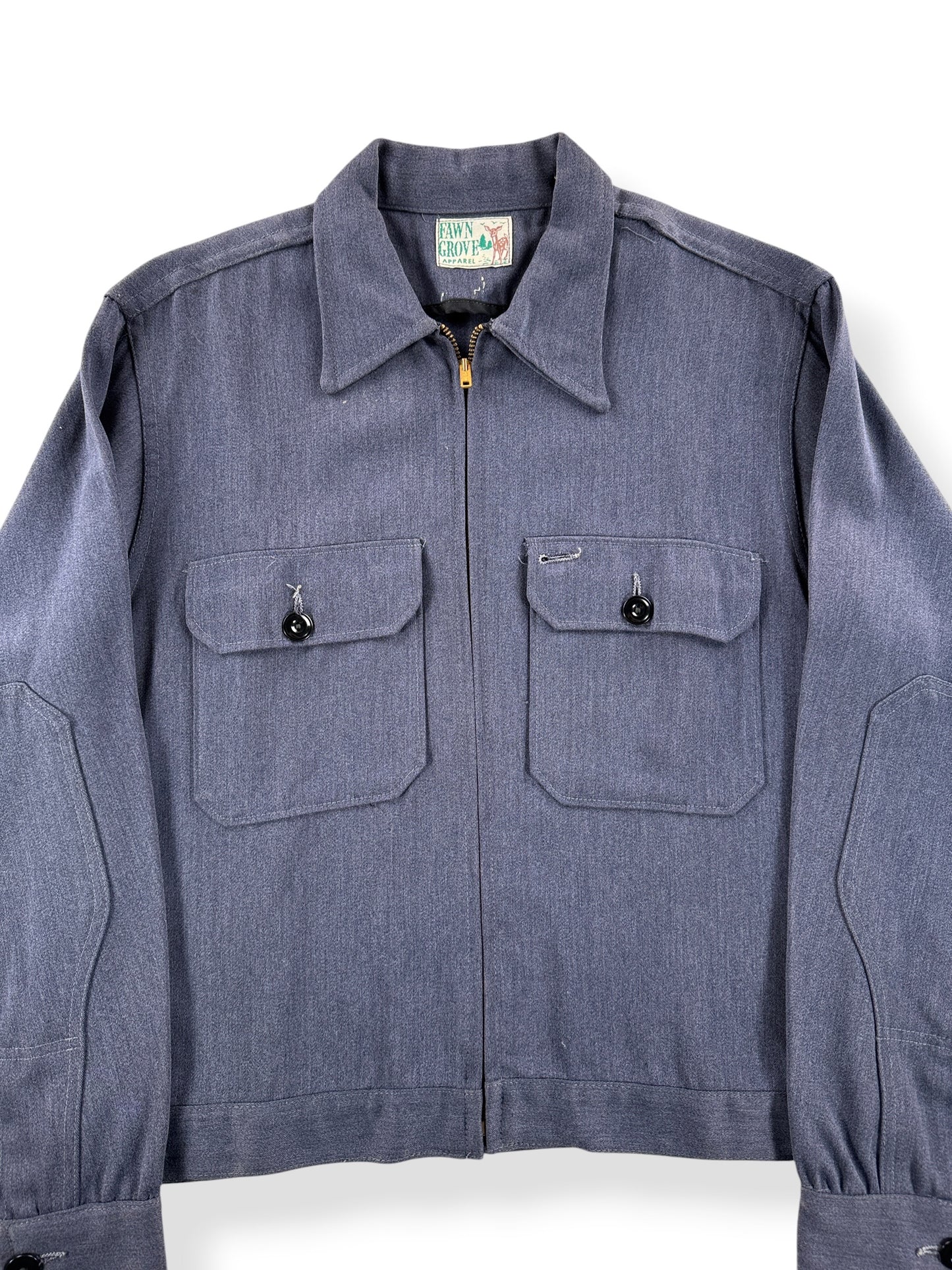 Front Close Up of Vintage 50s Fawn Grove Work Jacket SZ M
