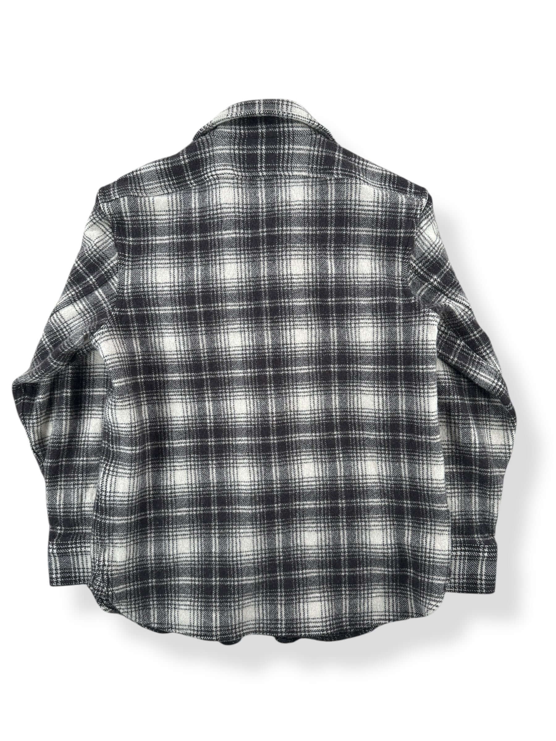 Back of Filson Cream Dark Brown Wool Blend Flannel SZ M (Fits S)