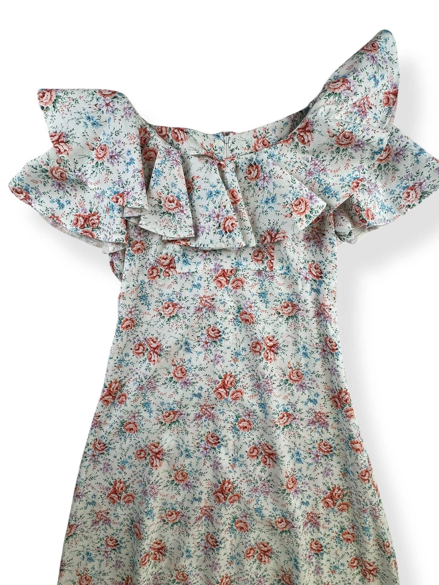 Top of 1970s Floral Ruffle Maxi Dress S