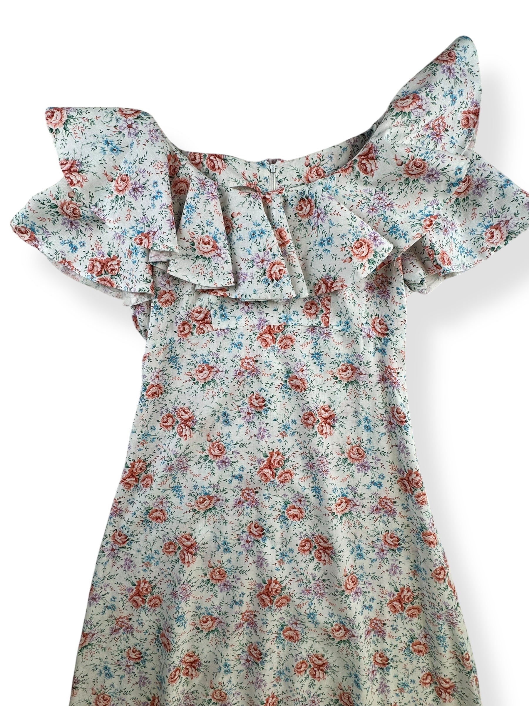 Top of 1970s Floral Ruffle Maxi Dress S