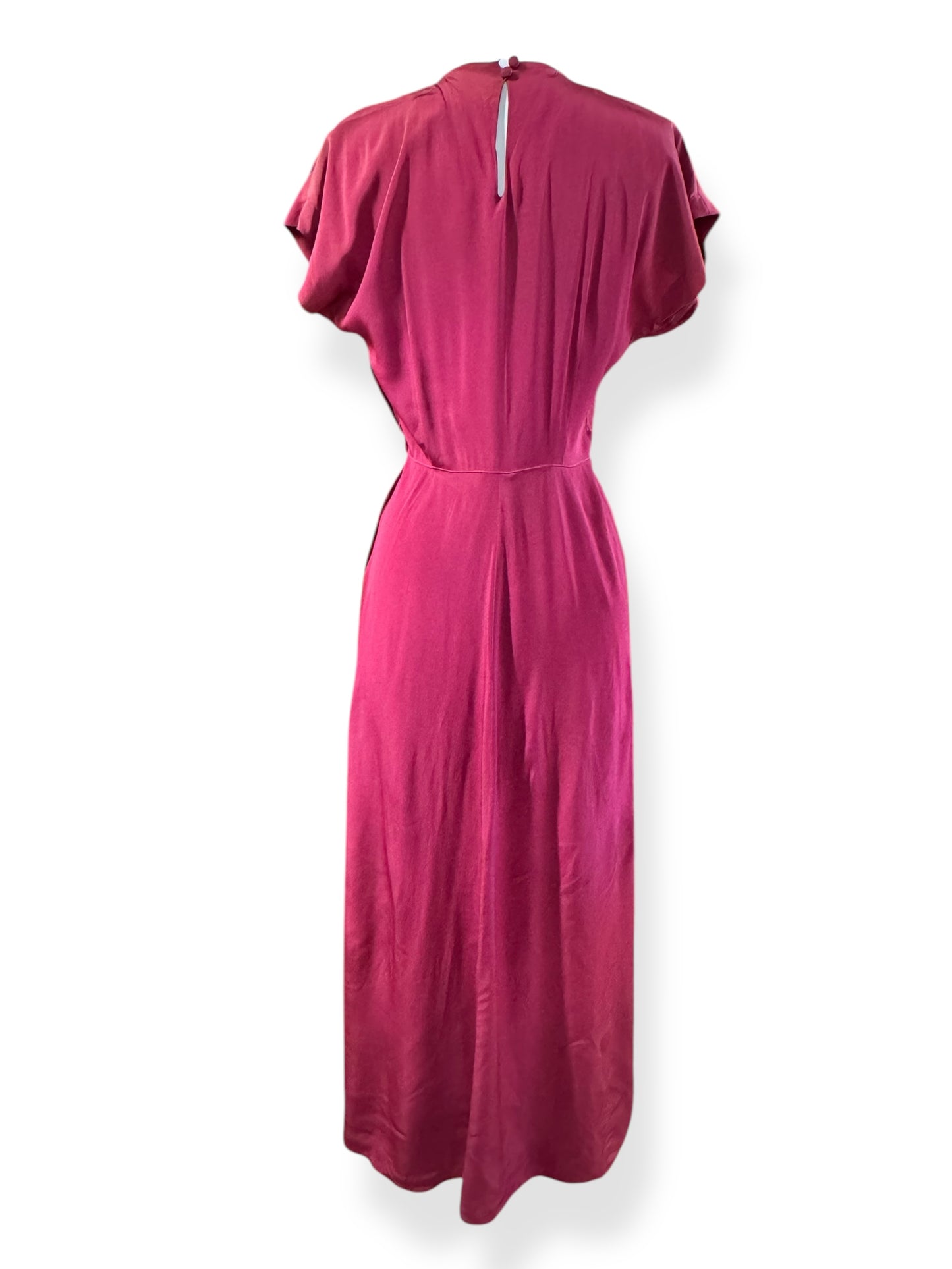 Back view of 1940s Du Barry Red Rayon Dress S