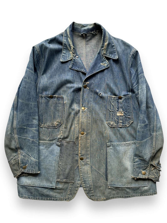 front of Vintage Hercules Denim Chore Coat w/ Added Pockets SZ XL