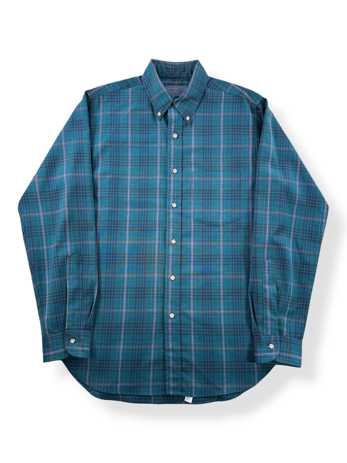 Front of Vintage Sir Pendleton Green/Blue Plaid Button Down SZ M