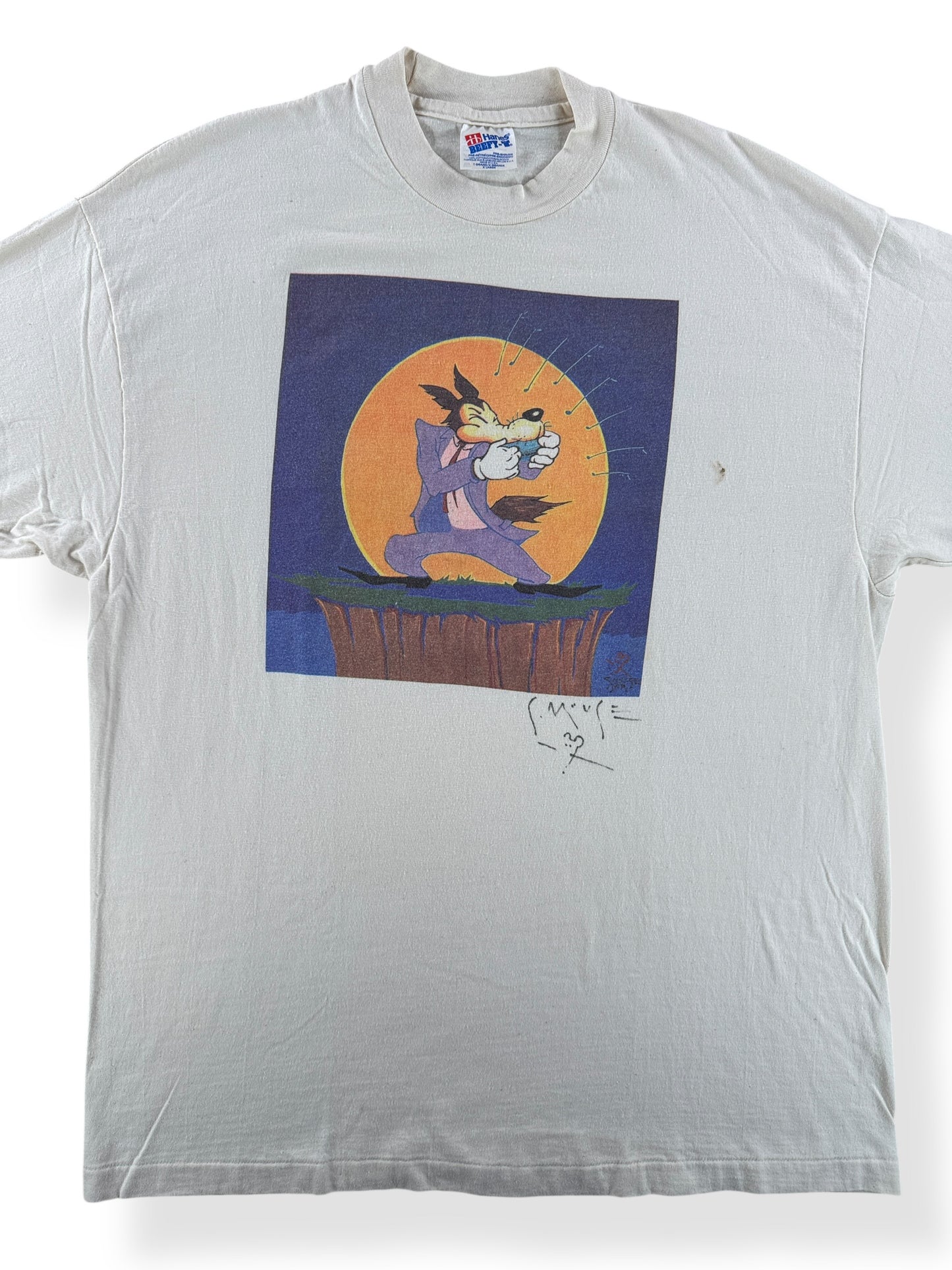 Front Close Up of Vintage Autographed Stanley Mouse Tee SZ XL