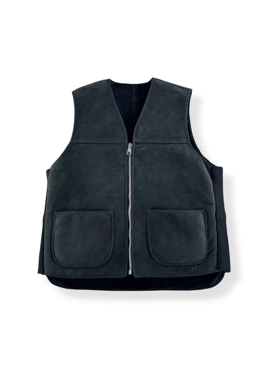 Front of Filson Workshop Black Shearling Vest SZ M