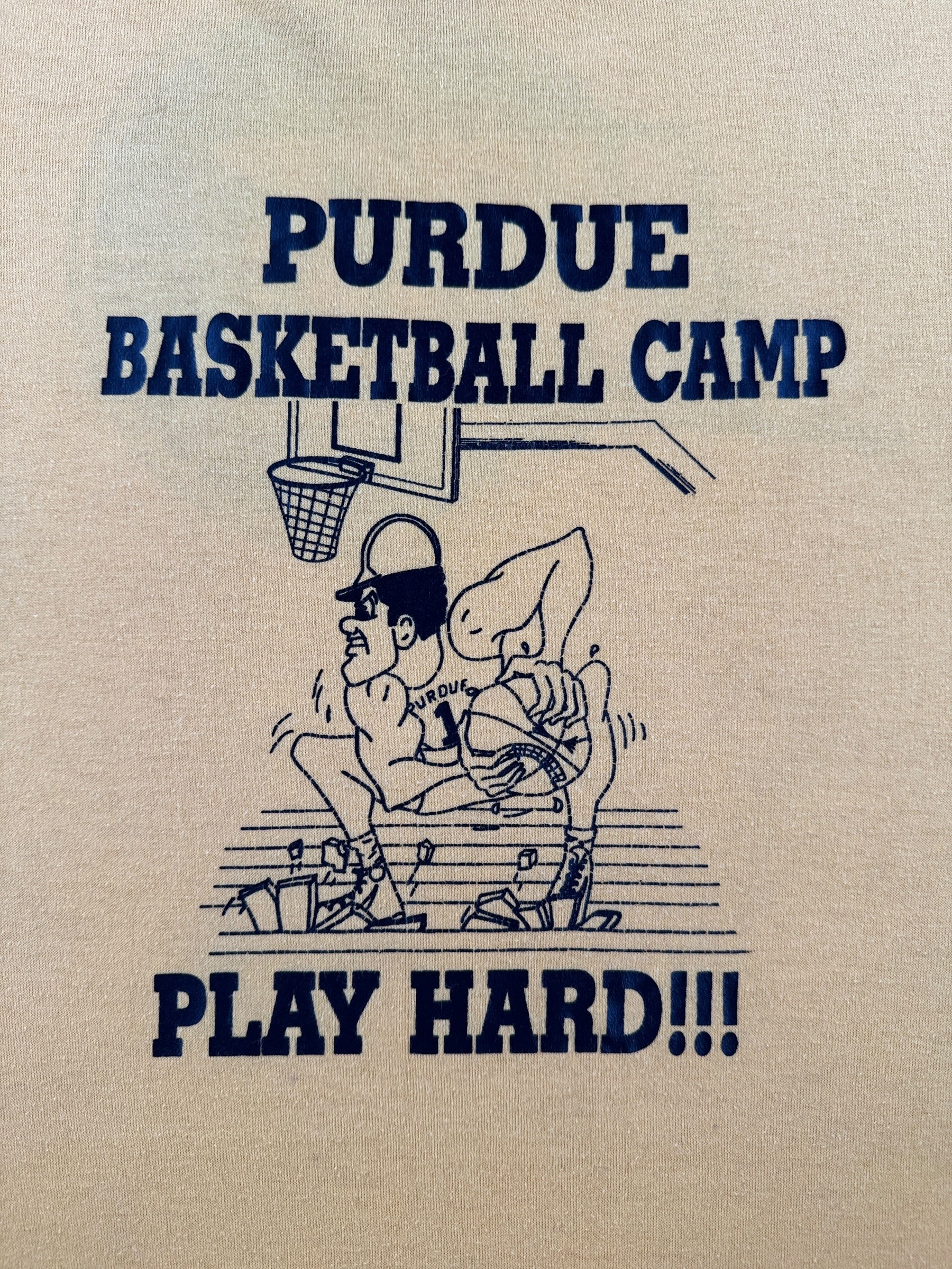 Graphic of Vintage Nike Grey Tag Purdue Basketball Camp Tee SZ L (Fits M)