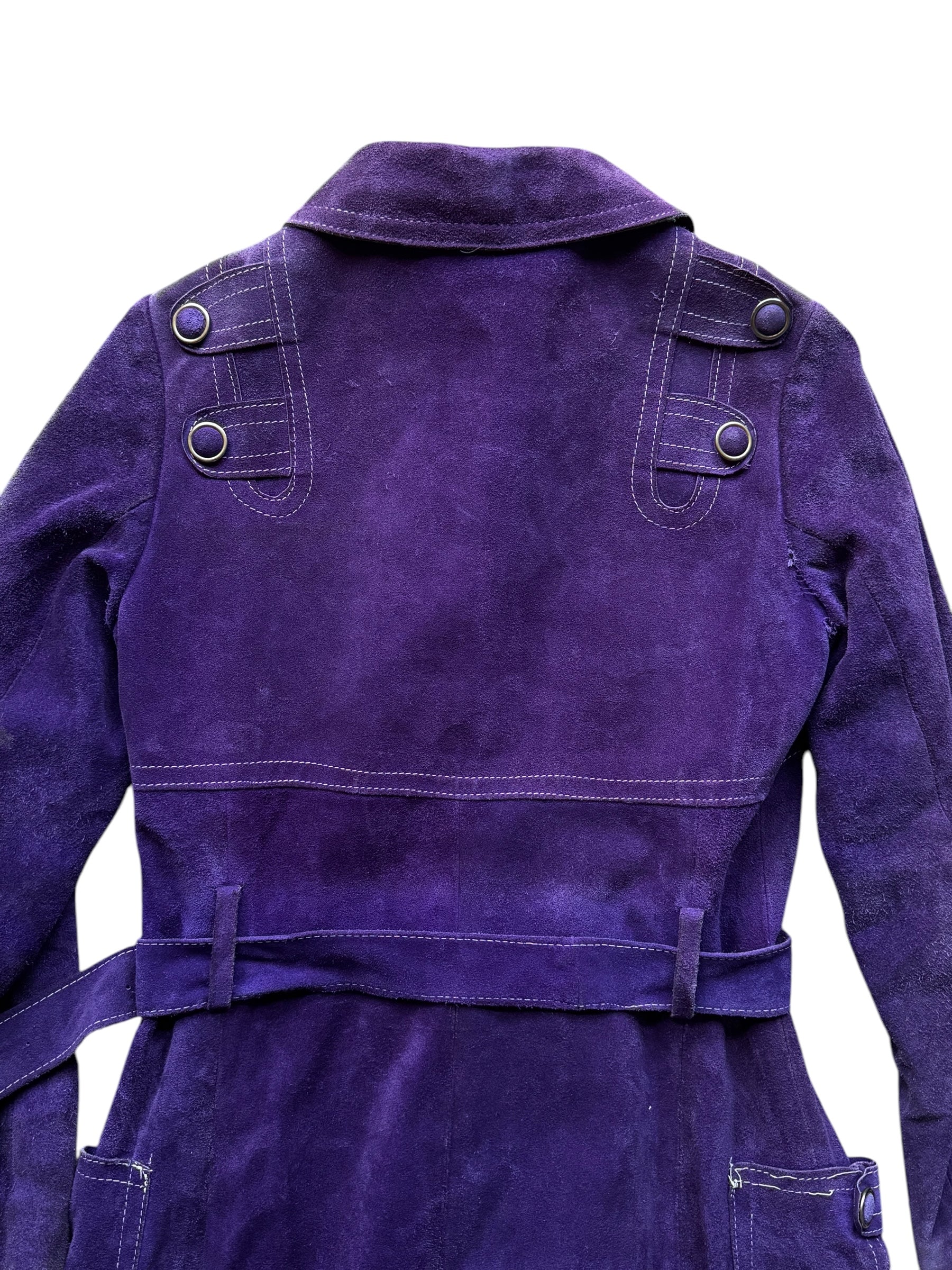 Back top view of 1960s Purple Suede Trench Coat S