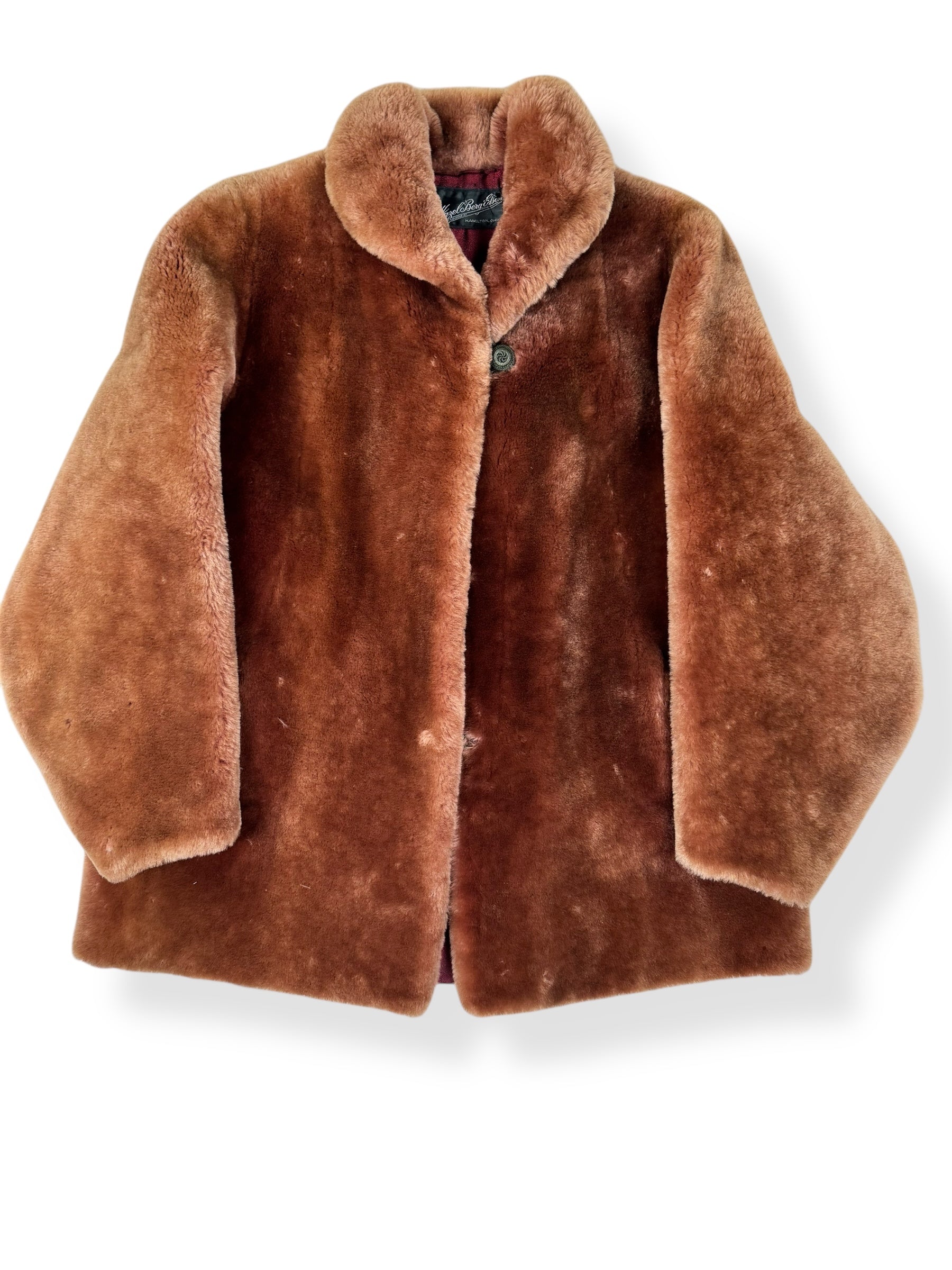 Front of 1940s Hazel Bergedson Mouton Fur Coat L