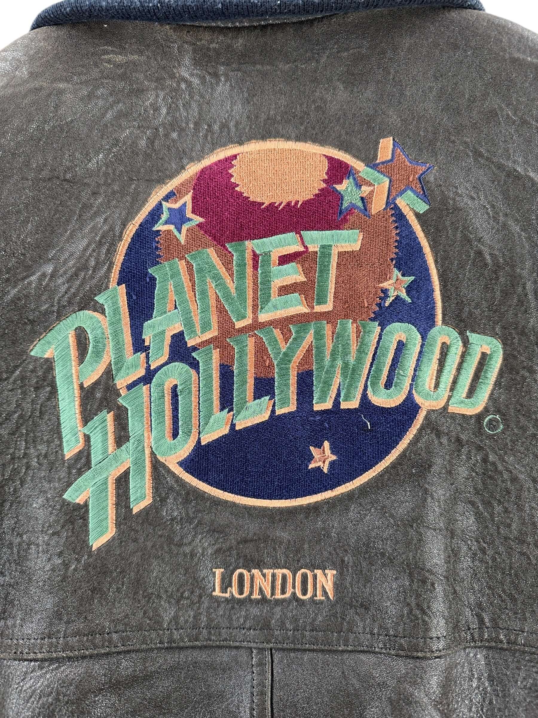 Back Embroidery on Vintage Planet Hollywood Leather Jacket SZ XL