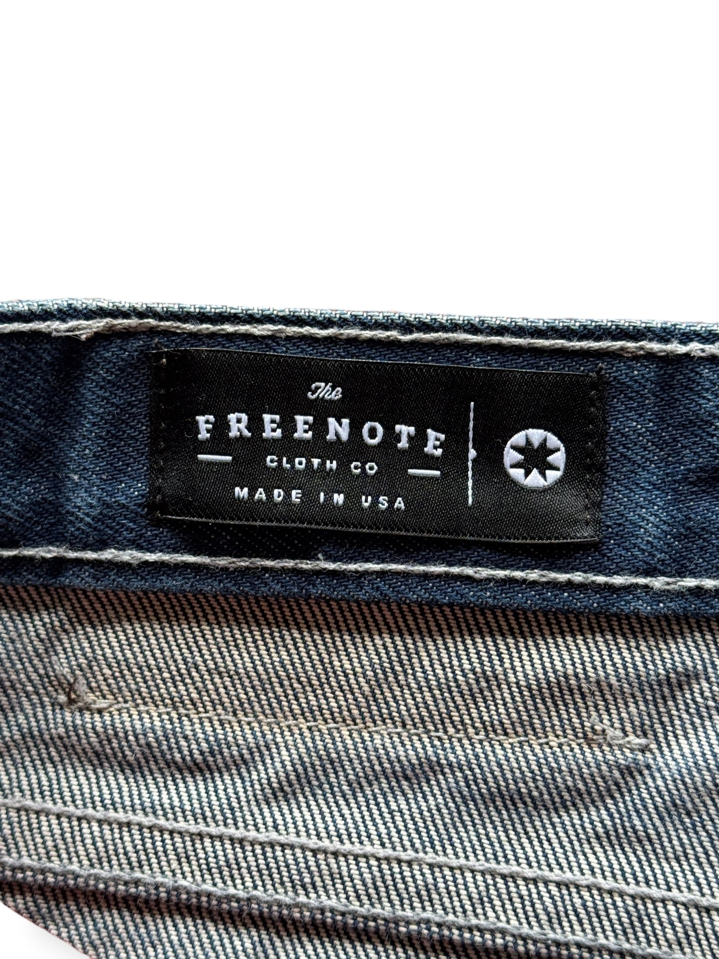 Freenote tag on Freenote Cloth Selvedge Jeans W33 (Fits W34)