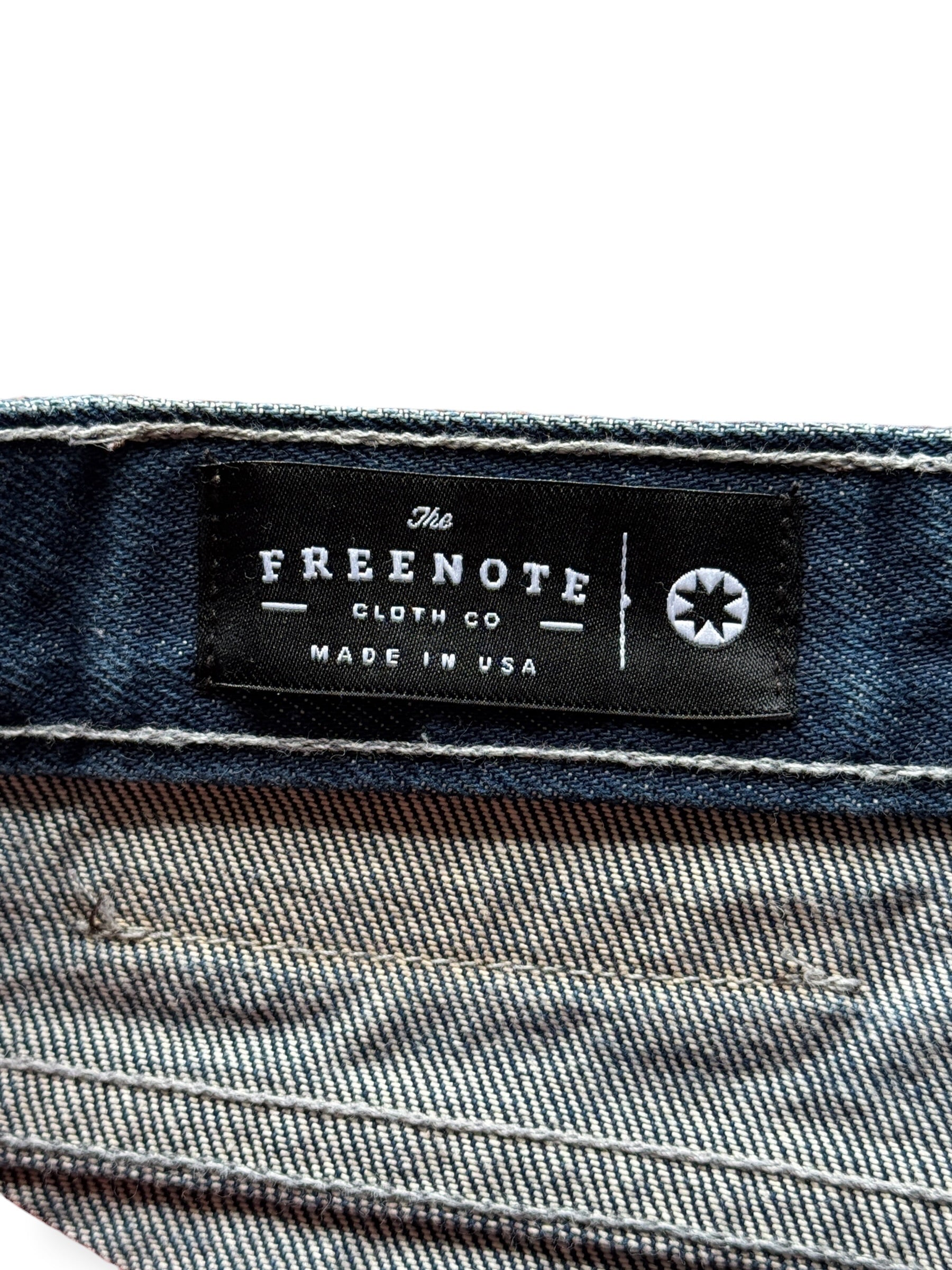 Freenote tag on Freenote Cloth Selvedge Jeans W33 (Fits W34)