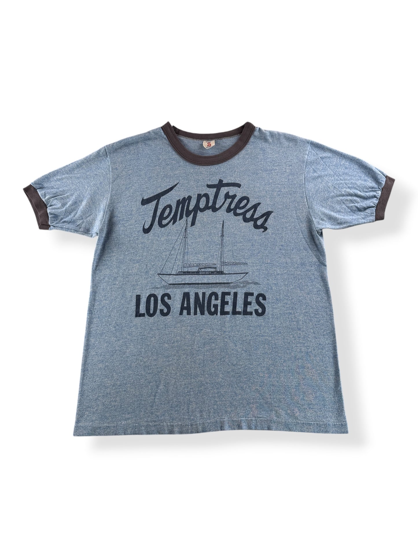 Front of Vintage Temptress Los Angeles Ringer Tee SZ XL (Fits M)